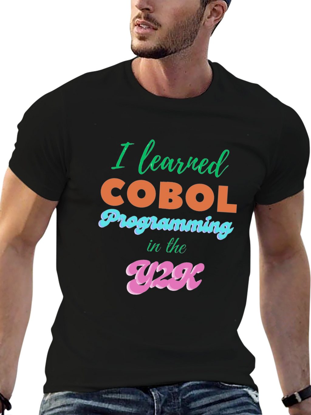 I Learned COBOL Y2K Black T-Shirt