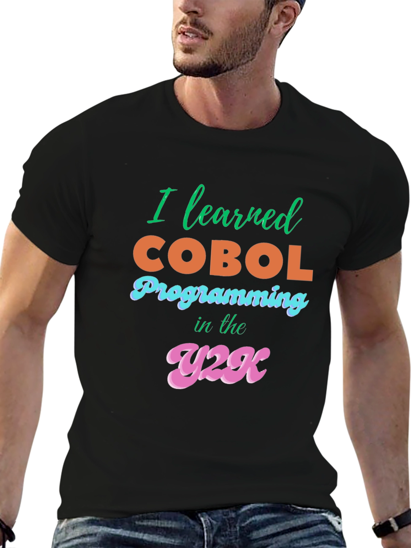 I Learned COBOL Y2K Black T-Shirt