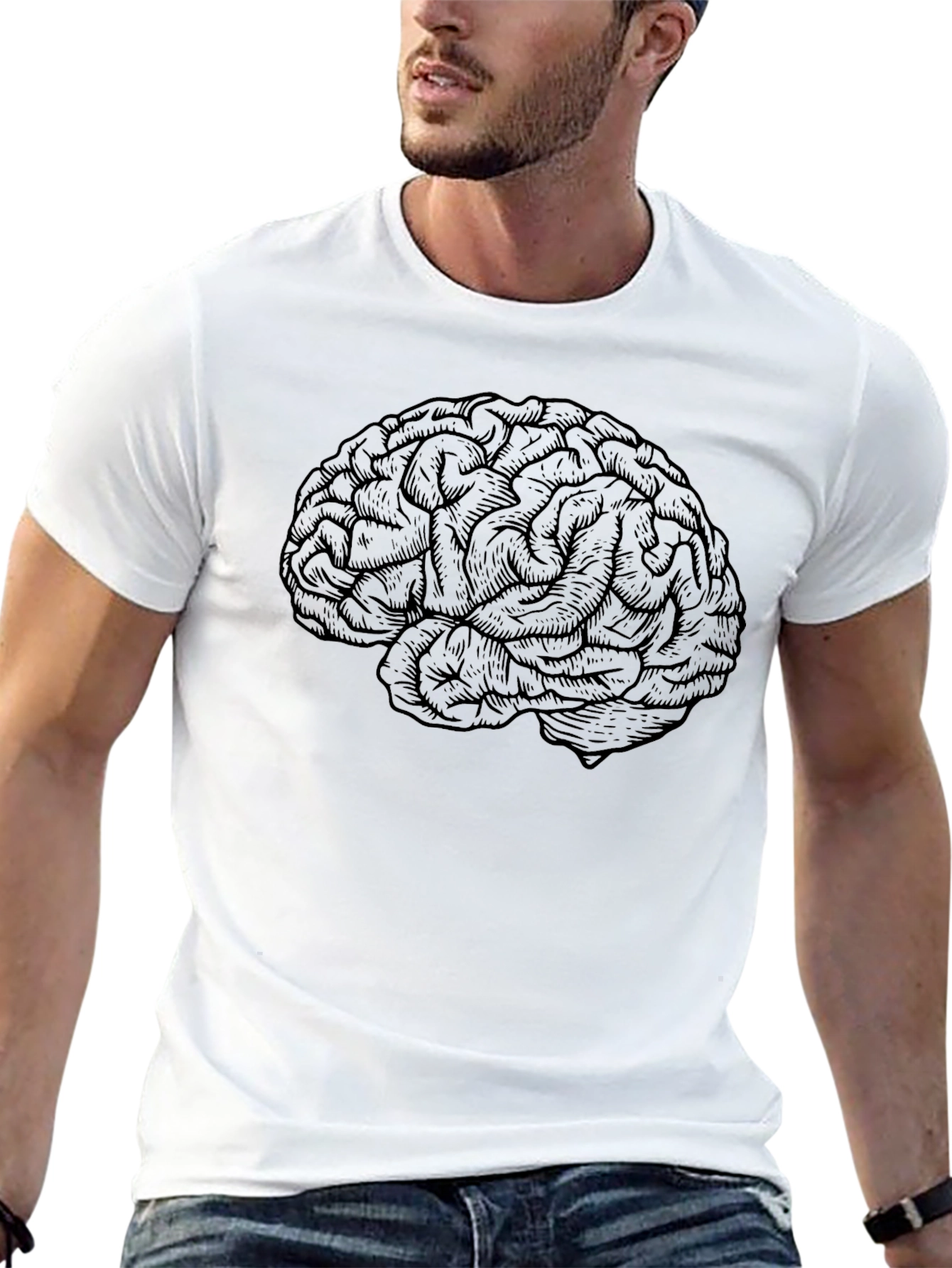Brain Graphic Tee - Stylish & Smart Black T-Shirt