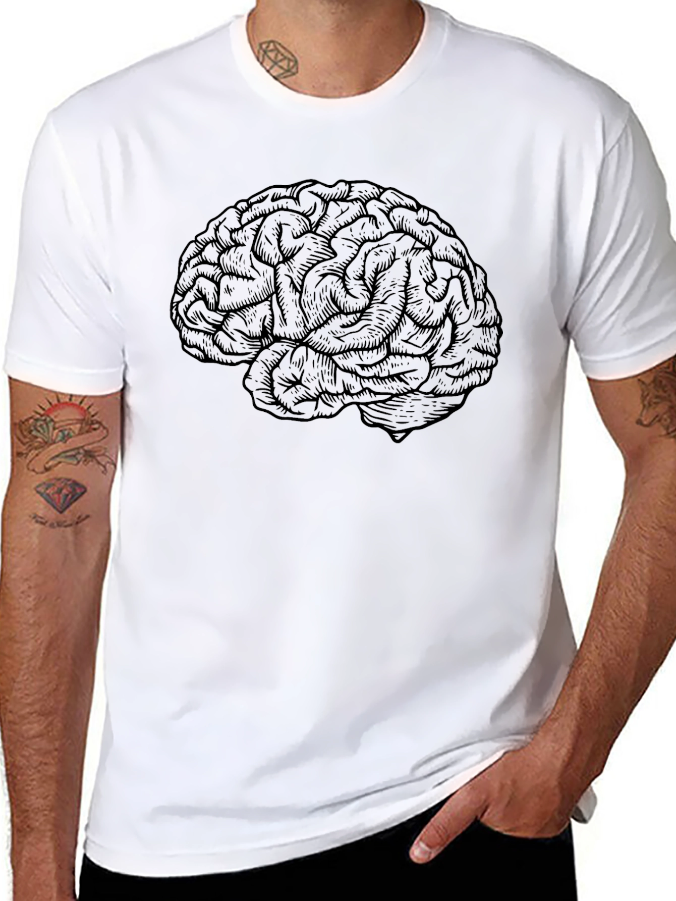 Brain Graphic Tee - Stylish & Smart Black T-Shirt
