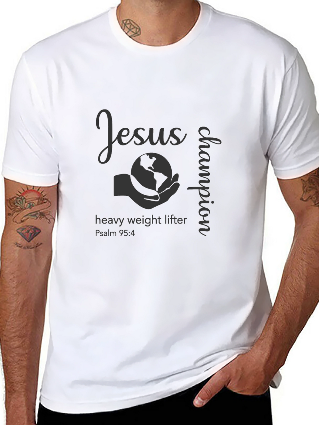 Jesus Champion Heavy Weight Lifter T-Shirt