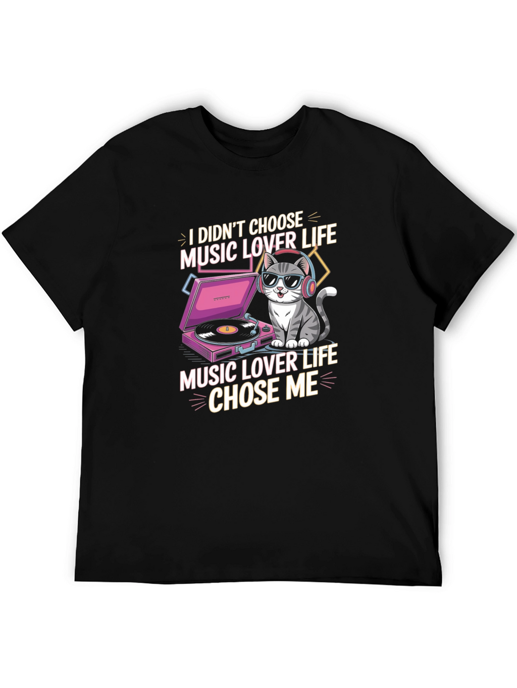 Music Lover Cat Graphic T-Shirt