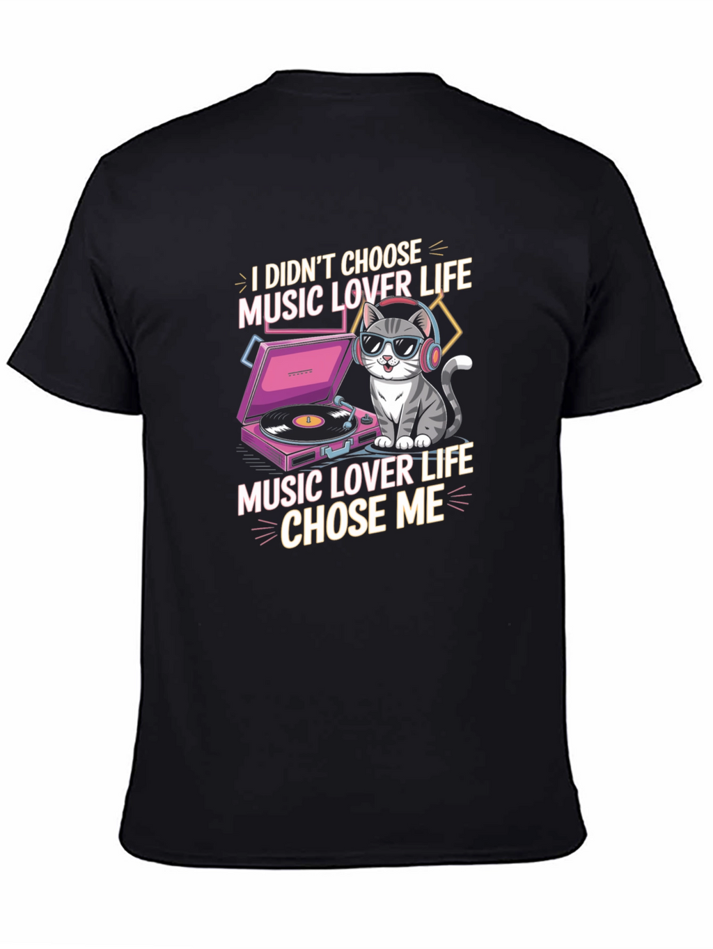 Music Lover Cat Graphic T-Shirt