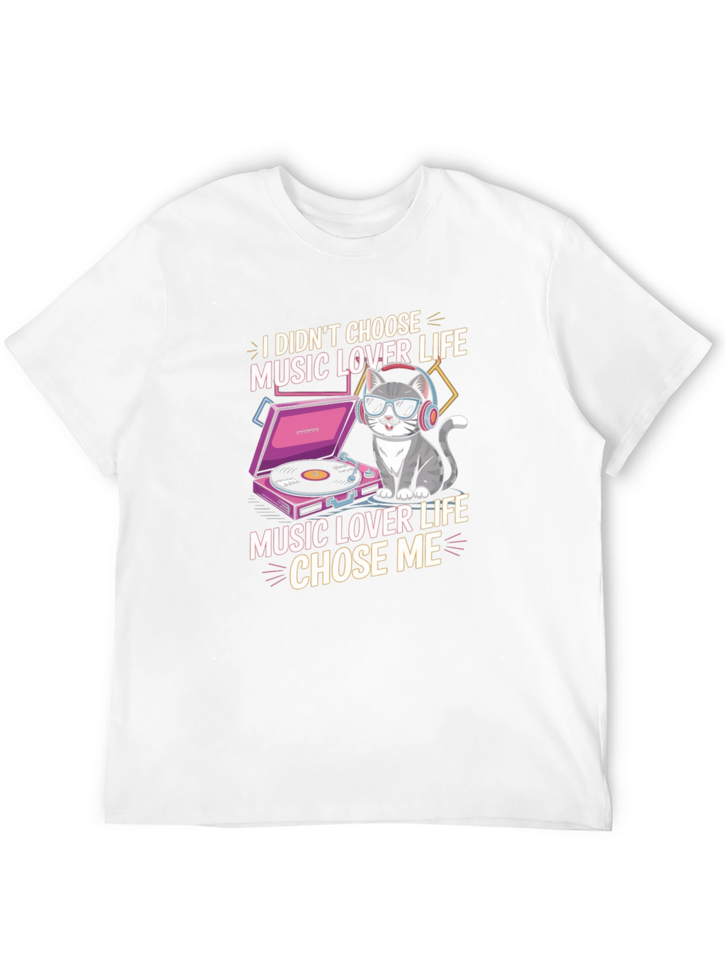 Music Lover Cat Graphic T-Shirt
