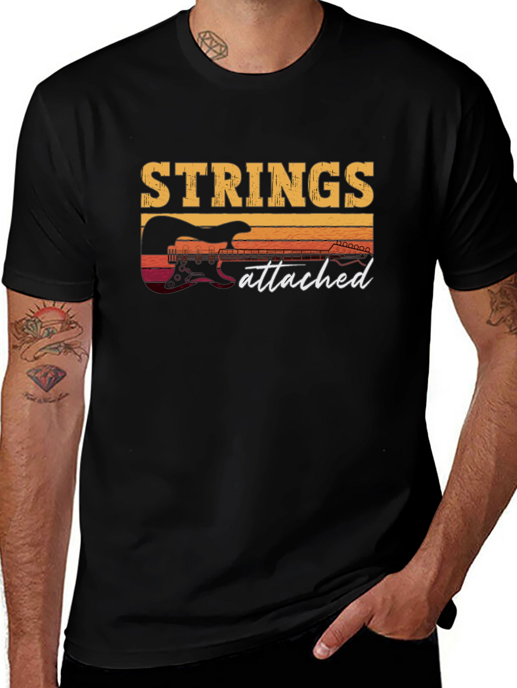 Strings Attached Guitar Graphic T-Shirt