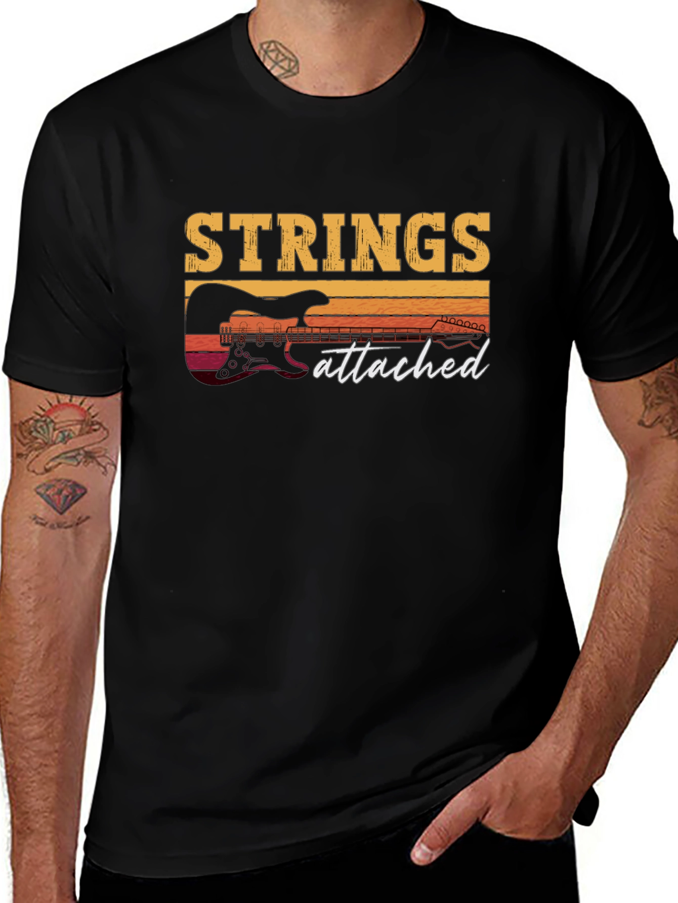 Strings Attached Guitar Graphic T-Shirt