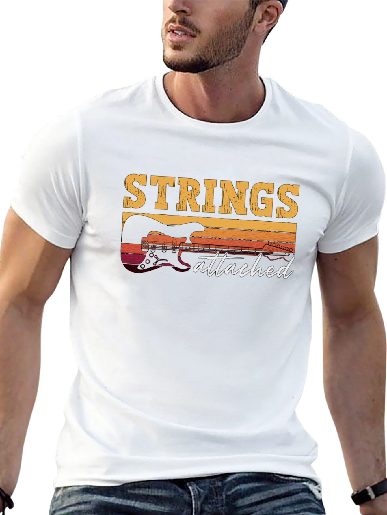 Strings Attached Guitar Graphic T-Shirt