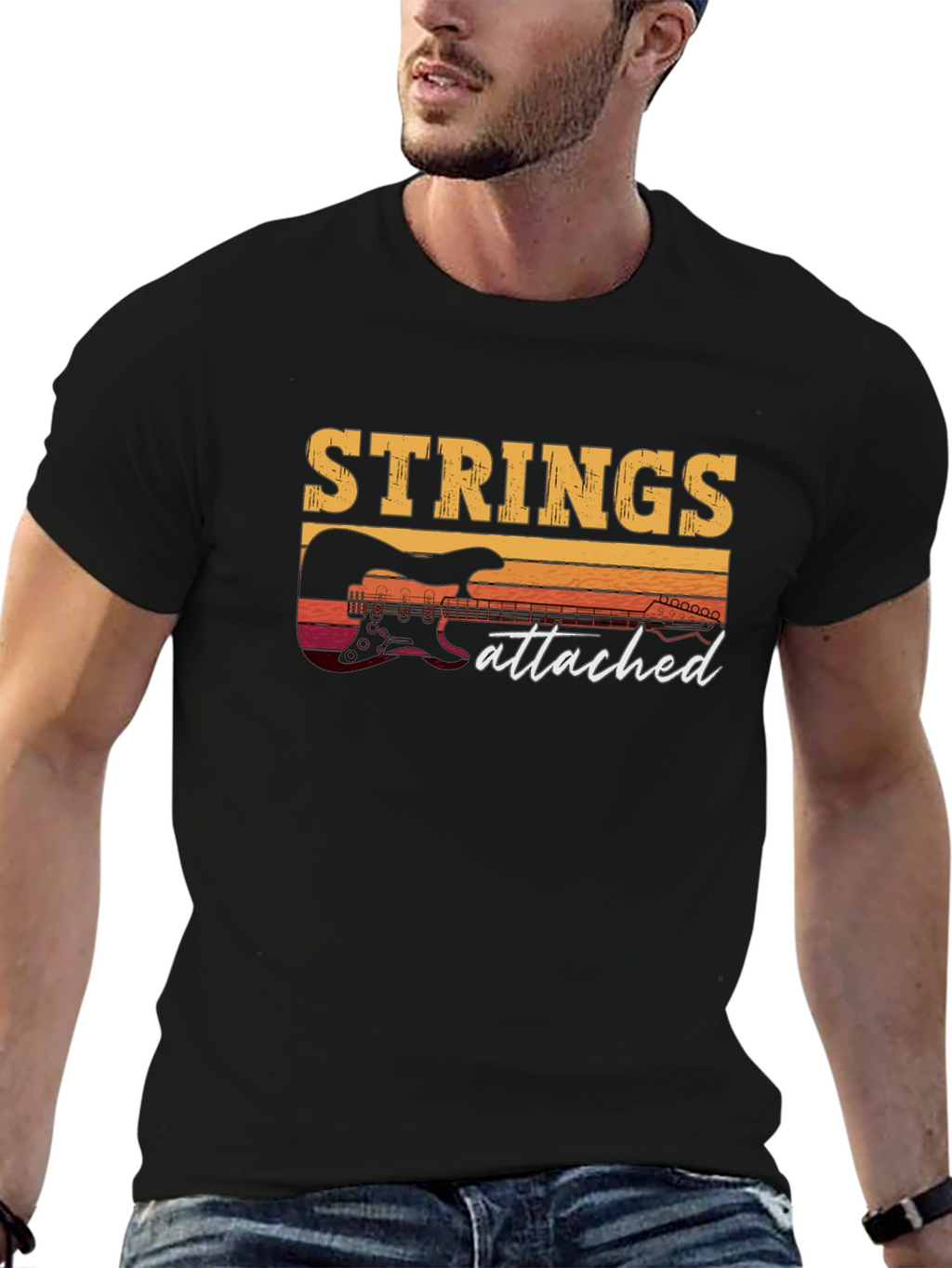 Strings Attached Guitar Graphic T-Shirt
