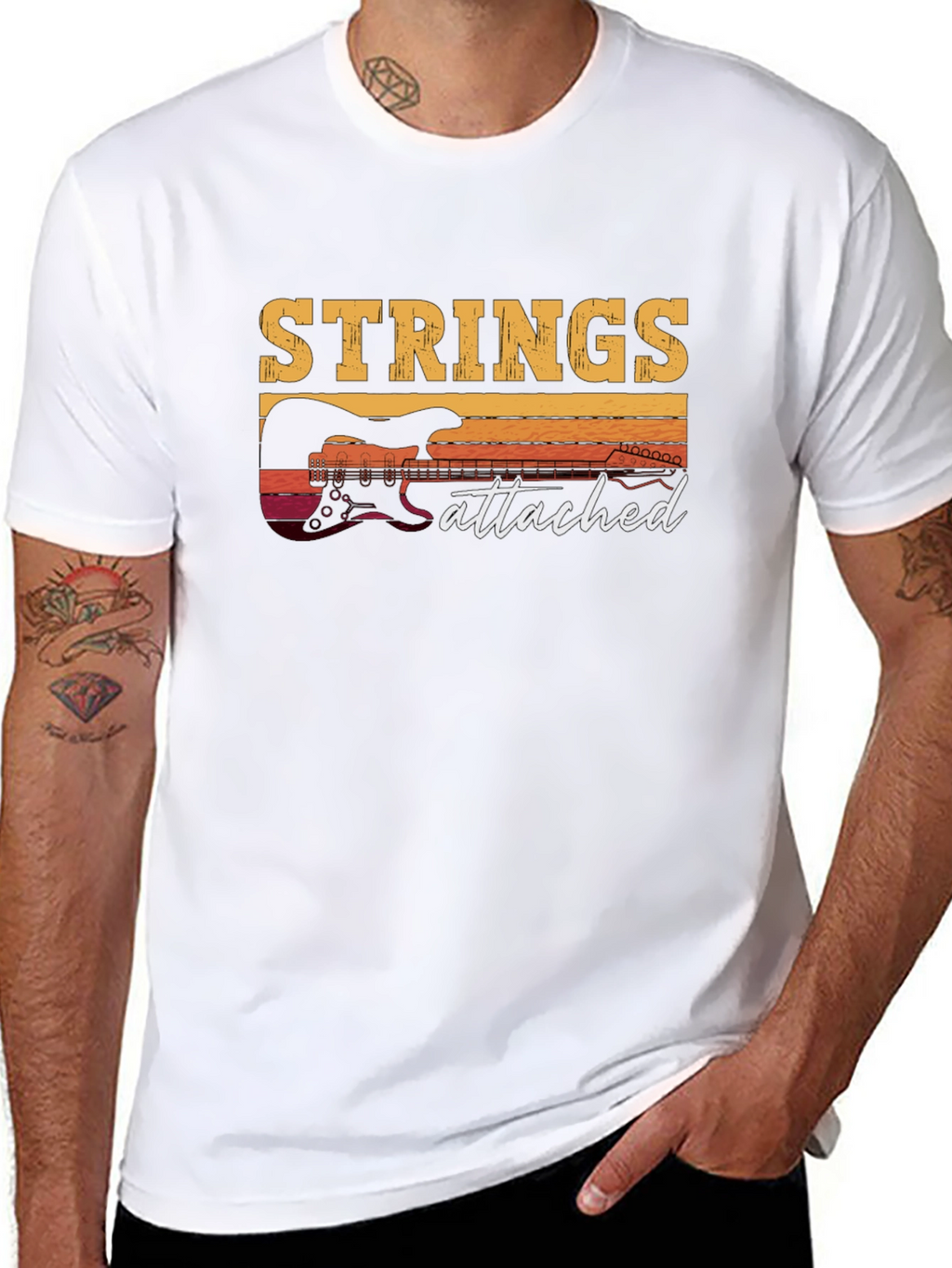 Strings Attached Guitar Graphic T-Shirt