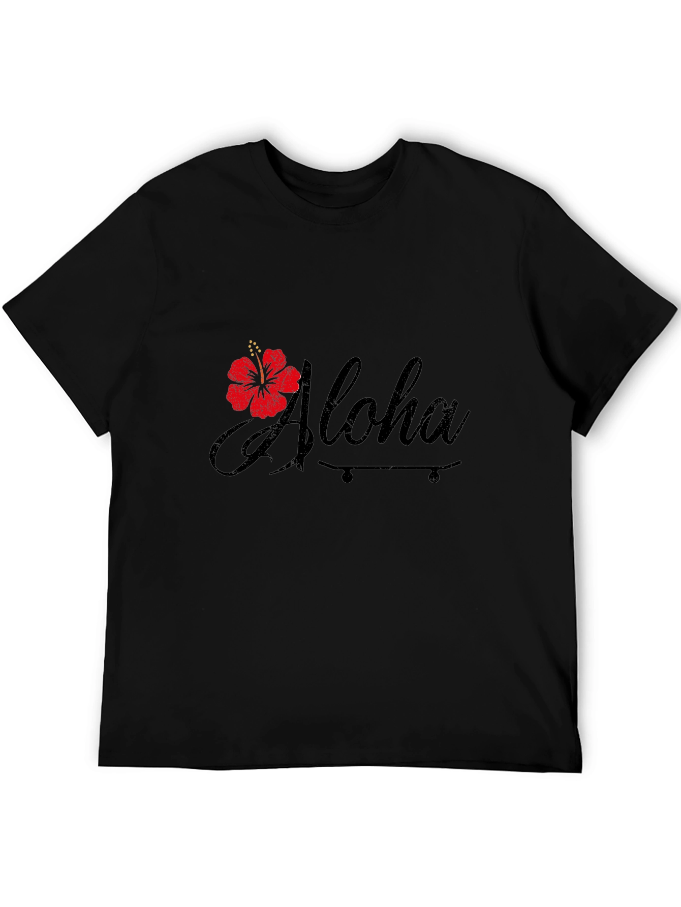 Aloha Skate Tee - Black Hibiscus Flower