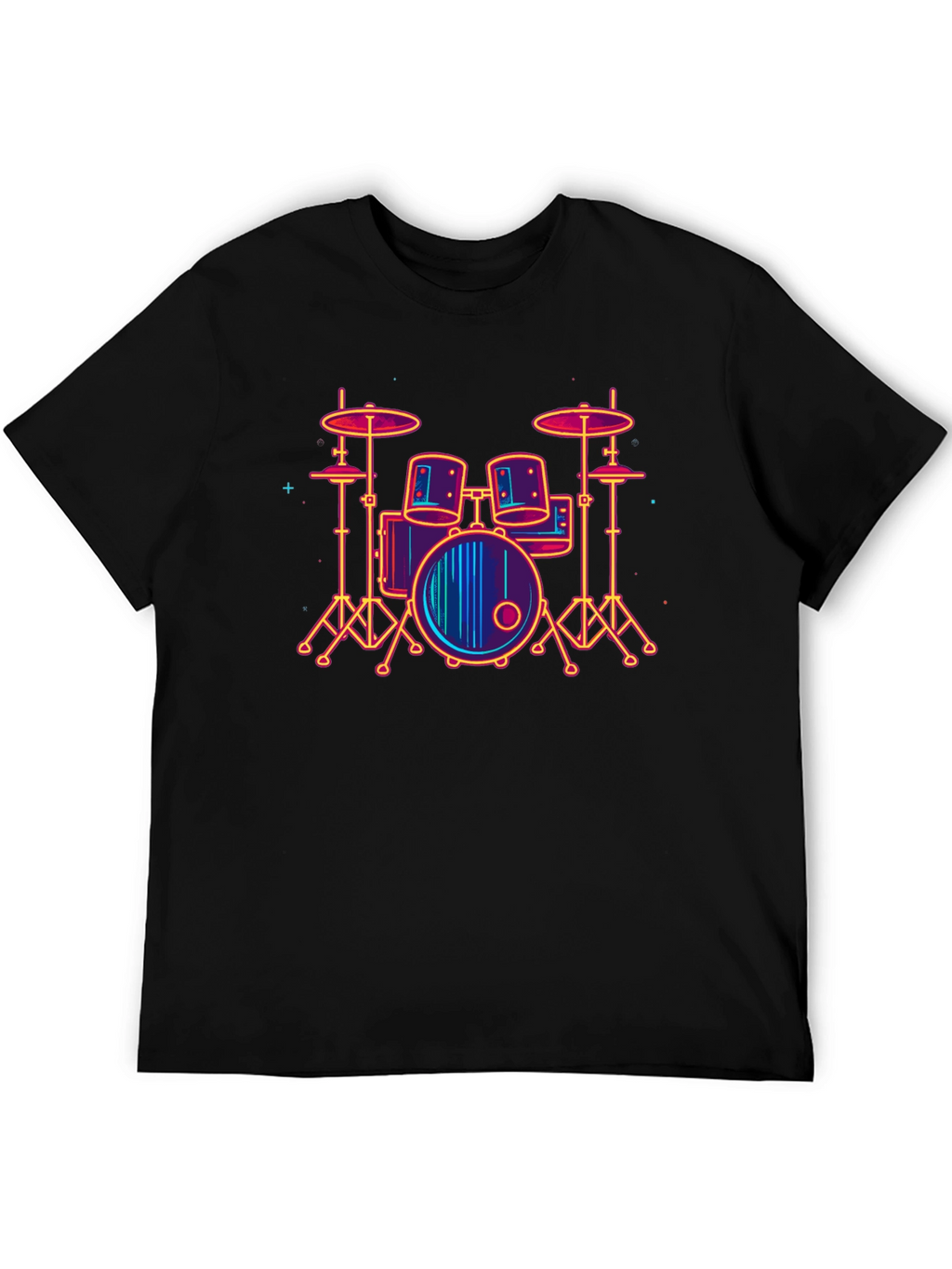 Neon Drum Set Graphic Tee - Music Lover T-Shirt