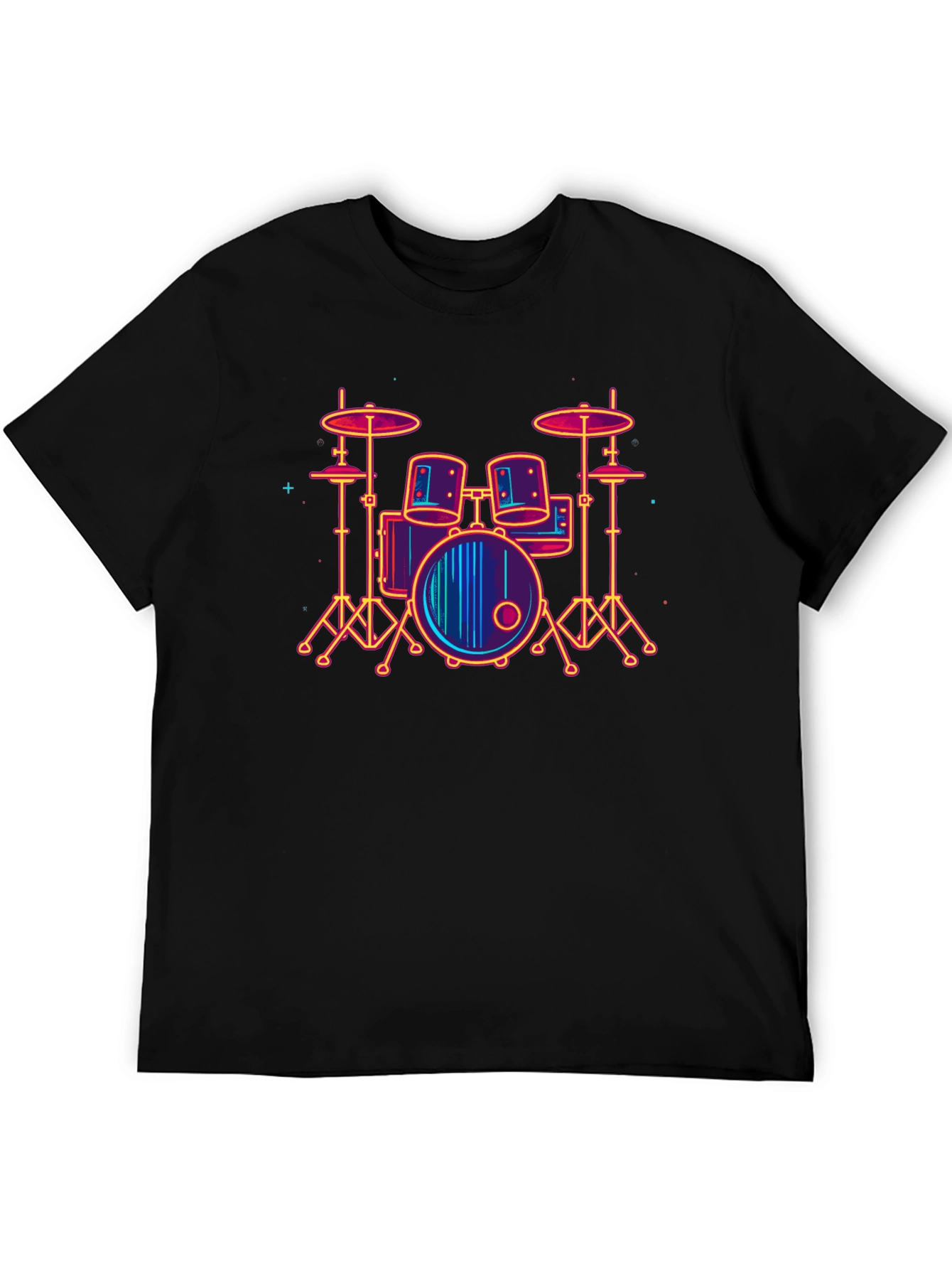 Neon Drum Set Graphic Tee - Music Lover T-Shirt