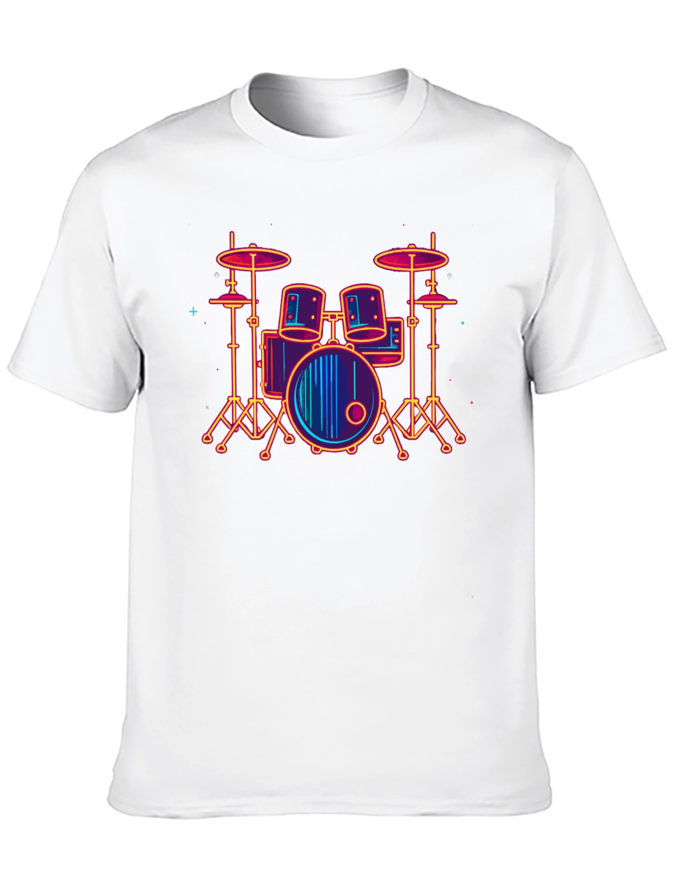 Neon Drum Set Graphic Tee - Music Lover T-Shirt