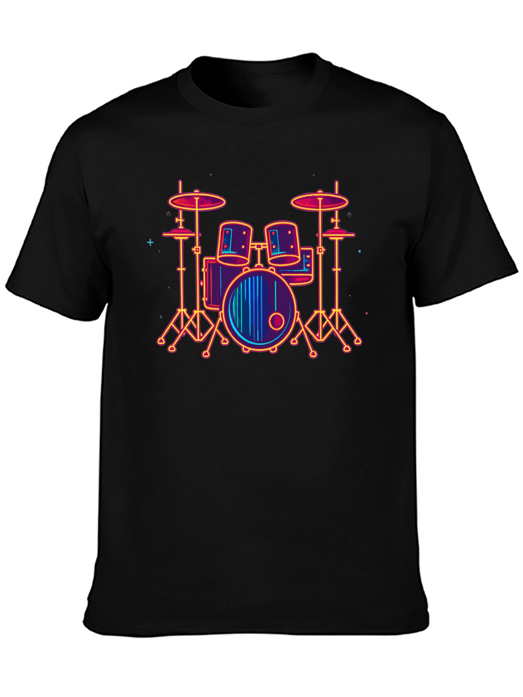 Neon Drum Set Graphic Tee - Music Lover T-Shirt