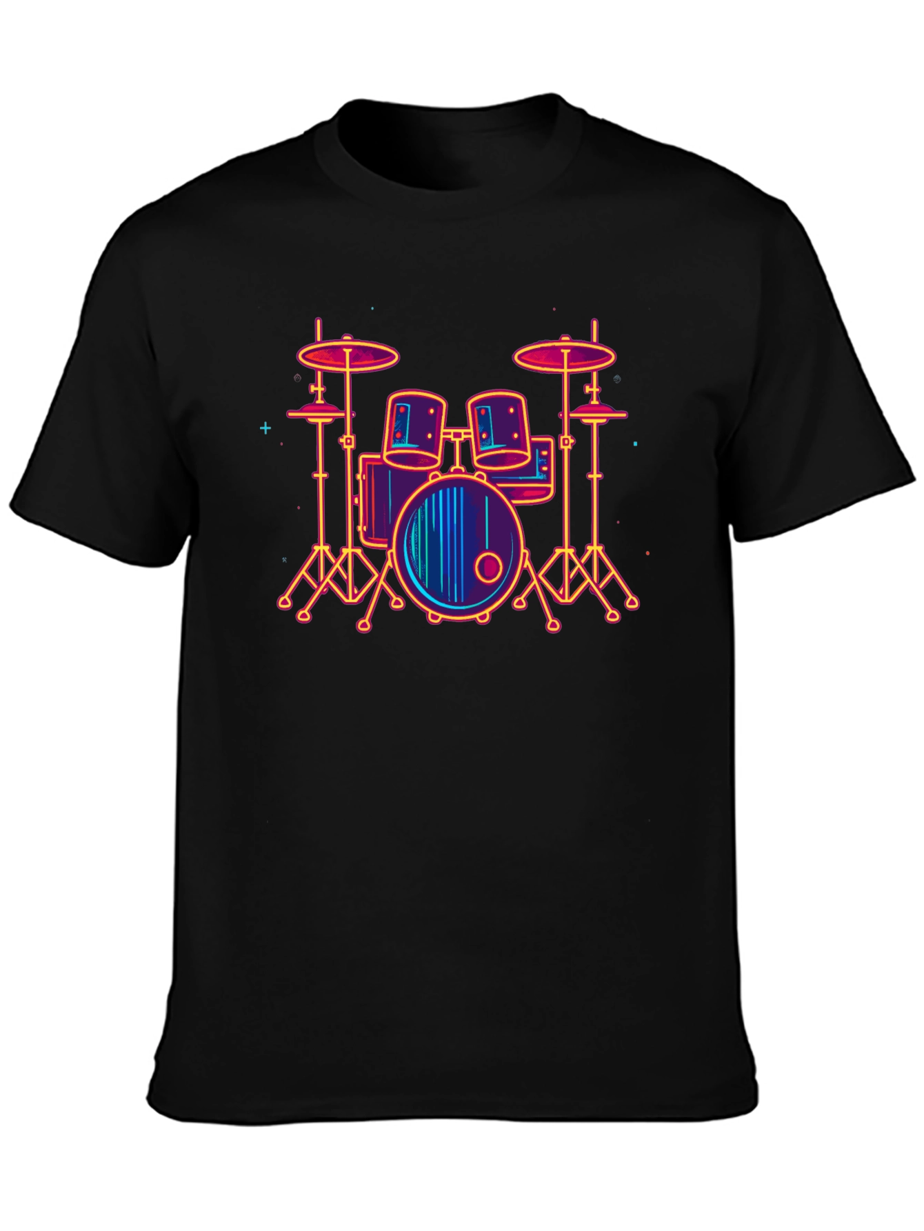 Neon Drum Set Graphic Tee - Music Lover T-Shirt