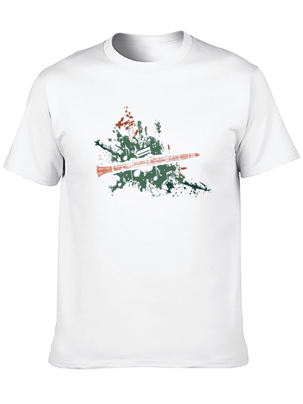 Musical Notes Clarinet Graphic Tee - Black