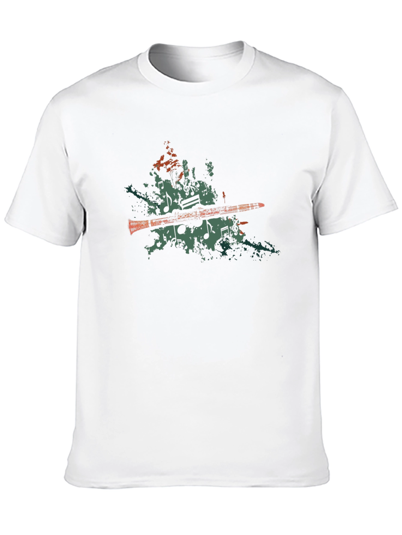 Musical Notes Clarinet Graphic Tee - Black
