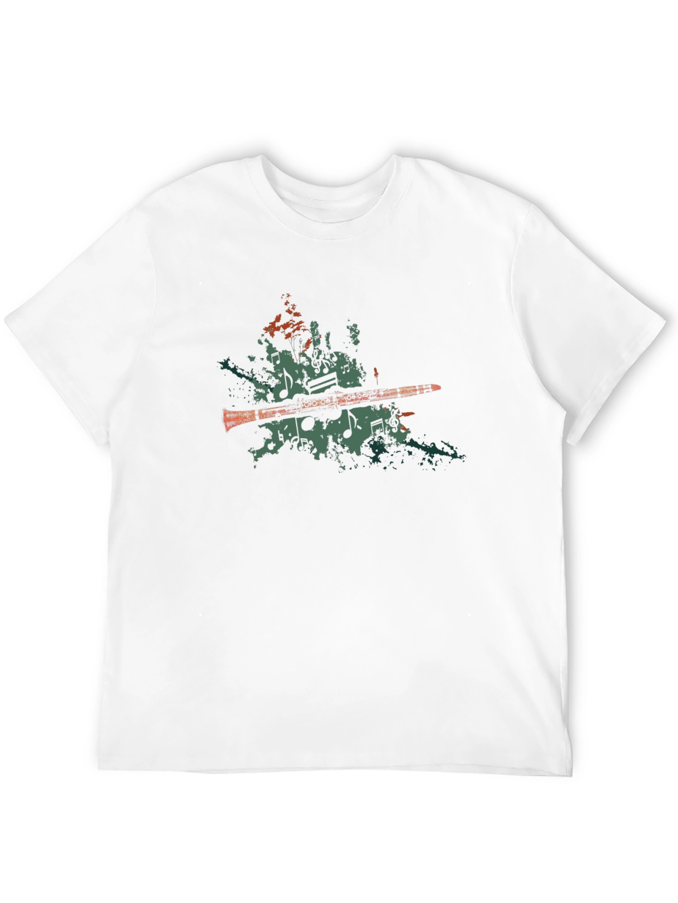Musical Notes Clarinet Graphic Tee - Black