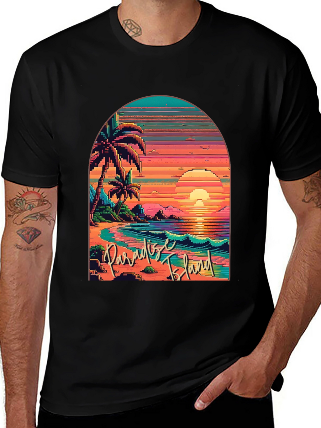 Paradise Island Pixel Art T-Shirt