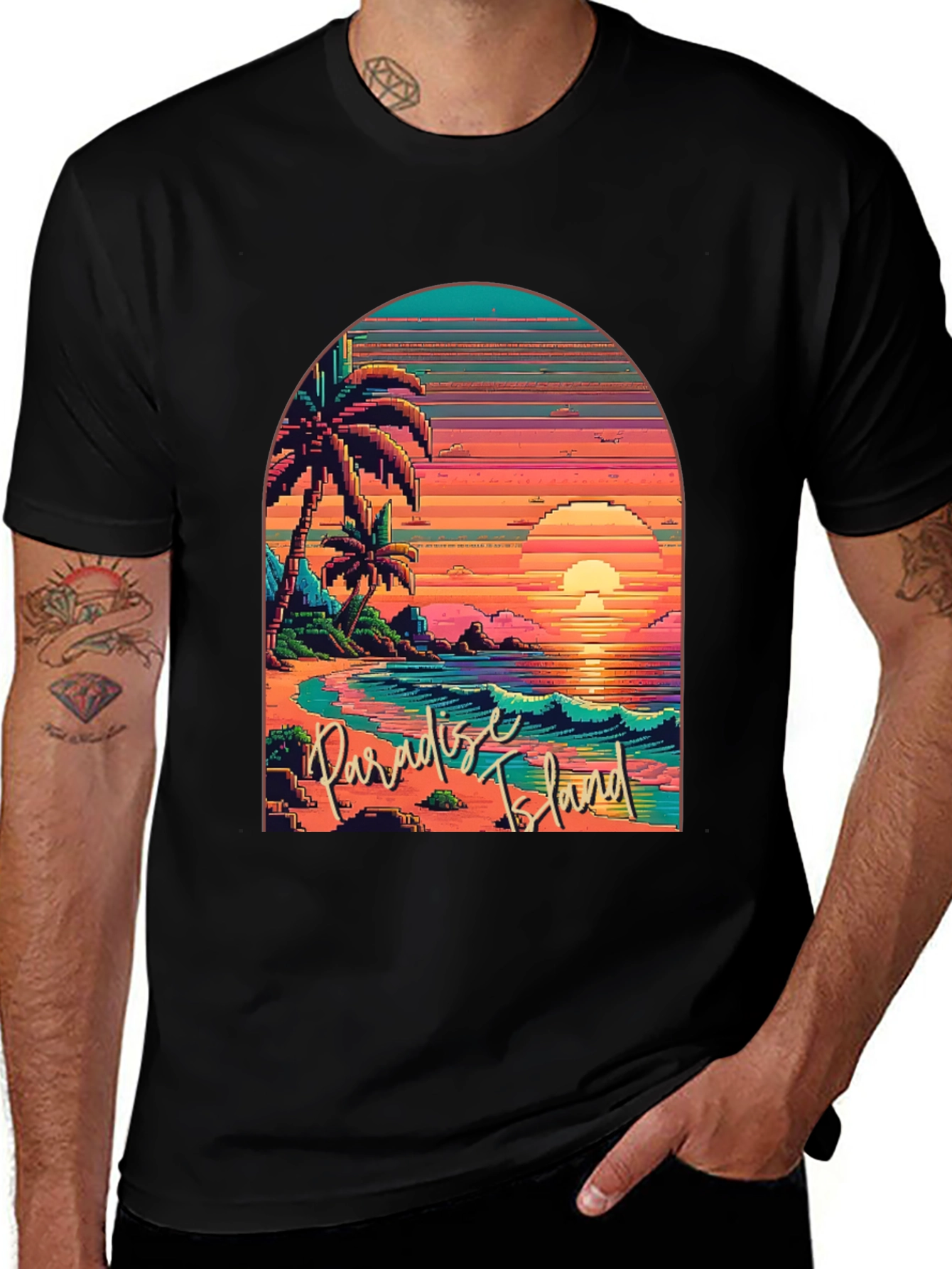 Paradise Island Pixel Art T-Shirt