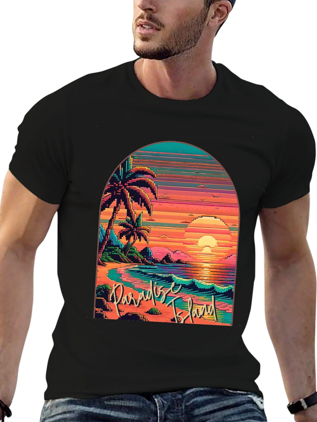 Paradise Island Pixel Art T-Shirt