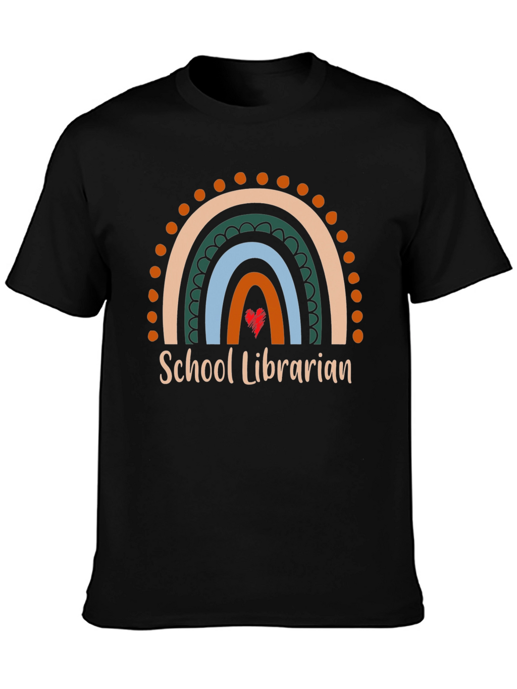 School Librarian Rainbow Heart T-Shirt