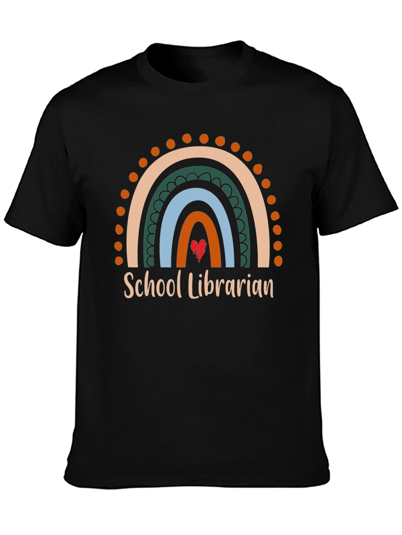 School Librarian Rainbow Heart T-Shirt