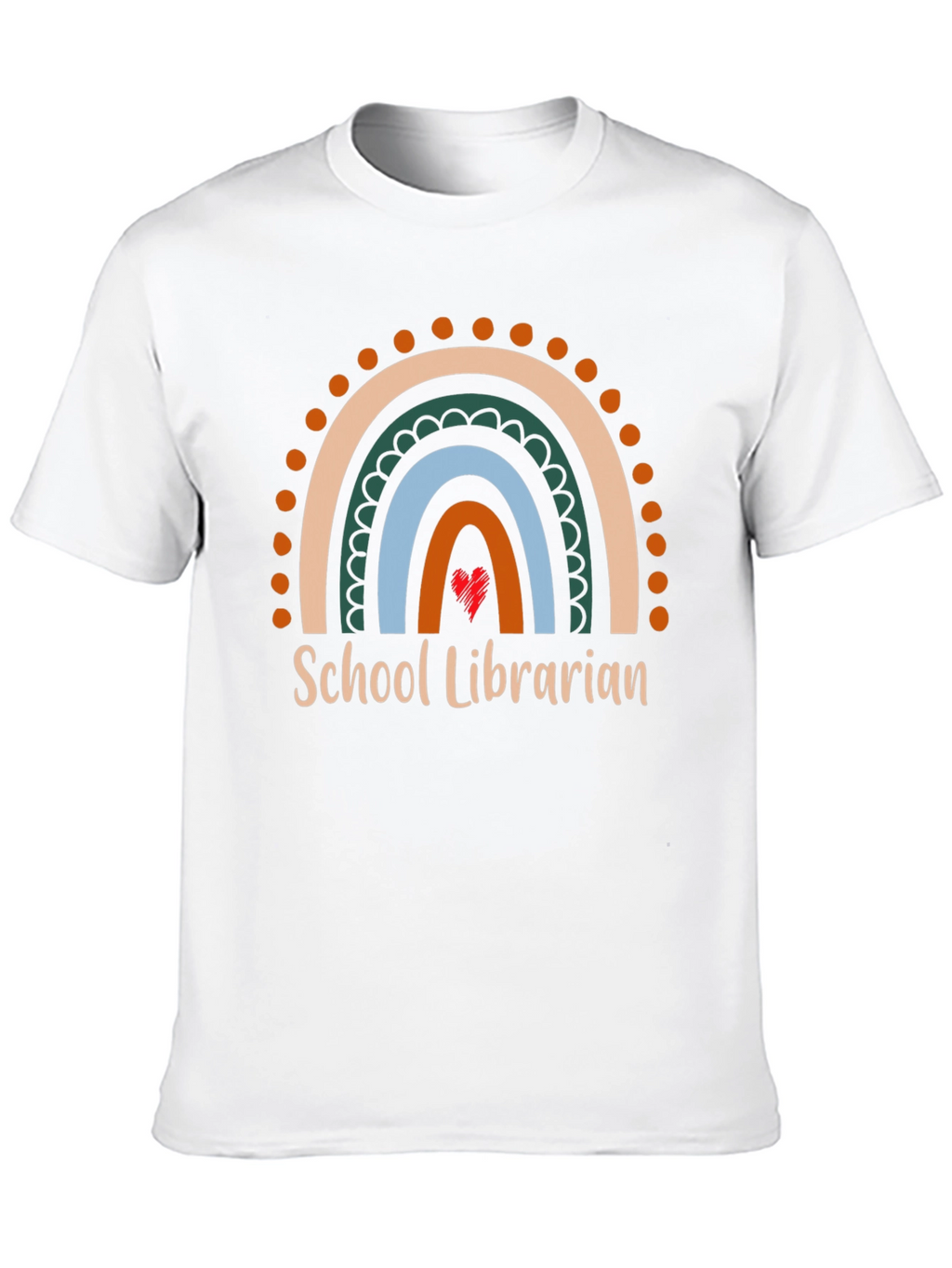 School Librarian Rainbow Heart T-Shirt