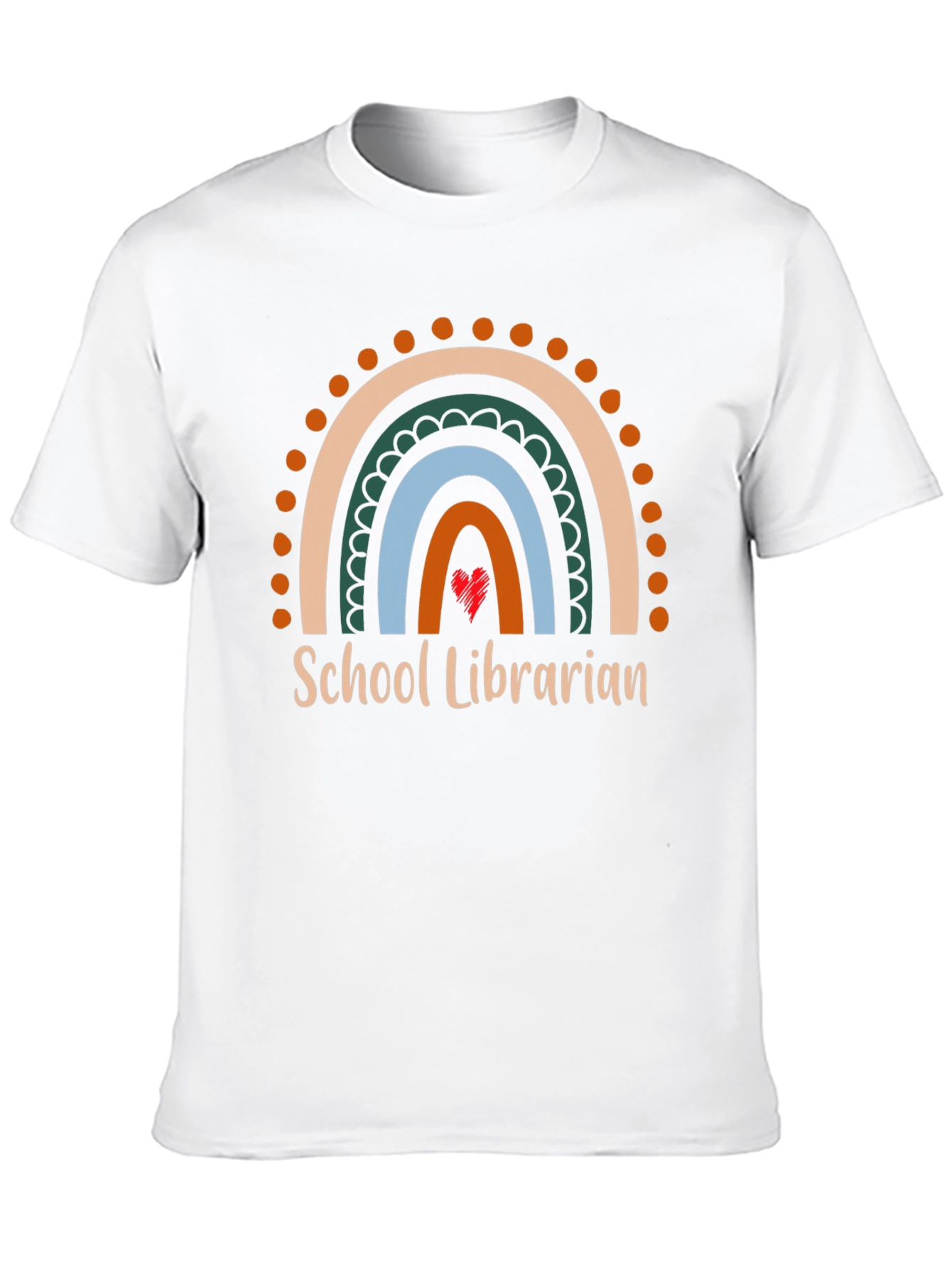 School Librarian Rainbow Heart T-Shirt