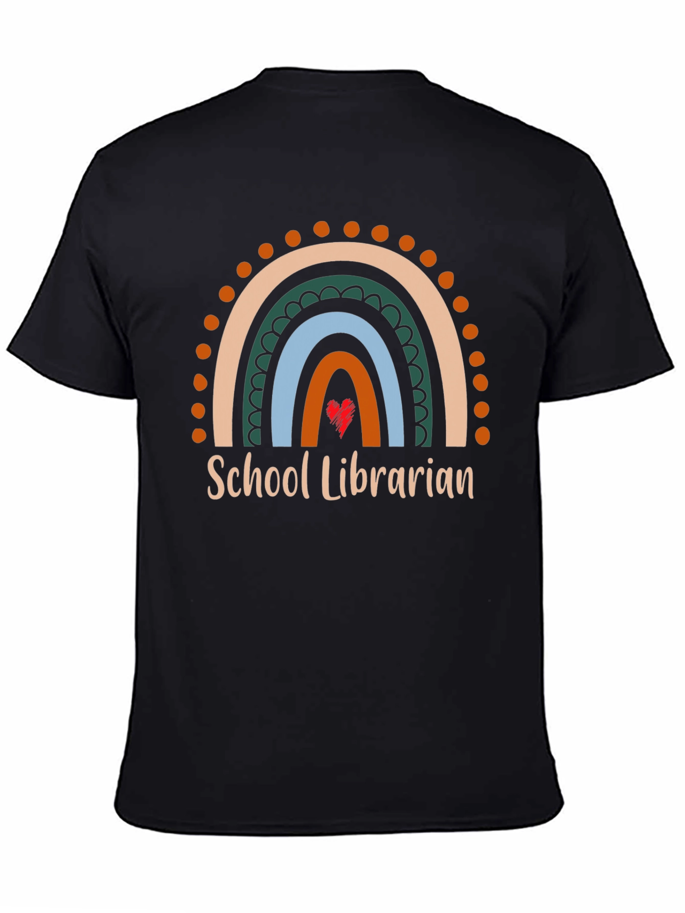 School Librarian Rainbow Heart T-Shirt