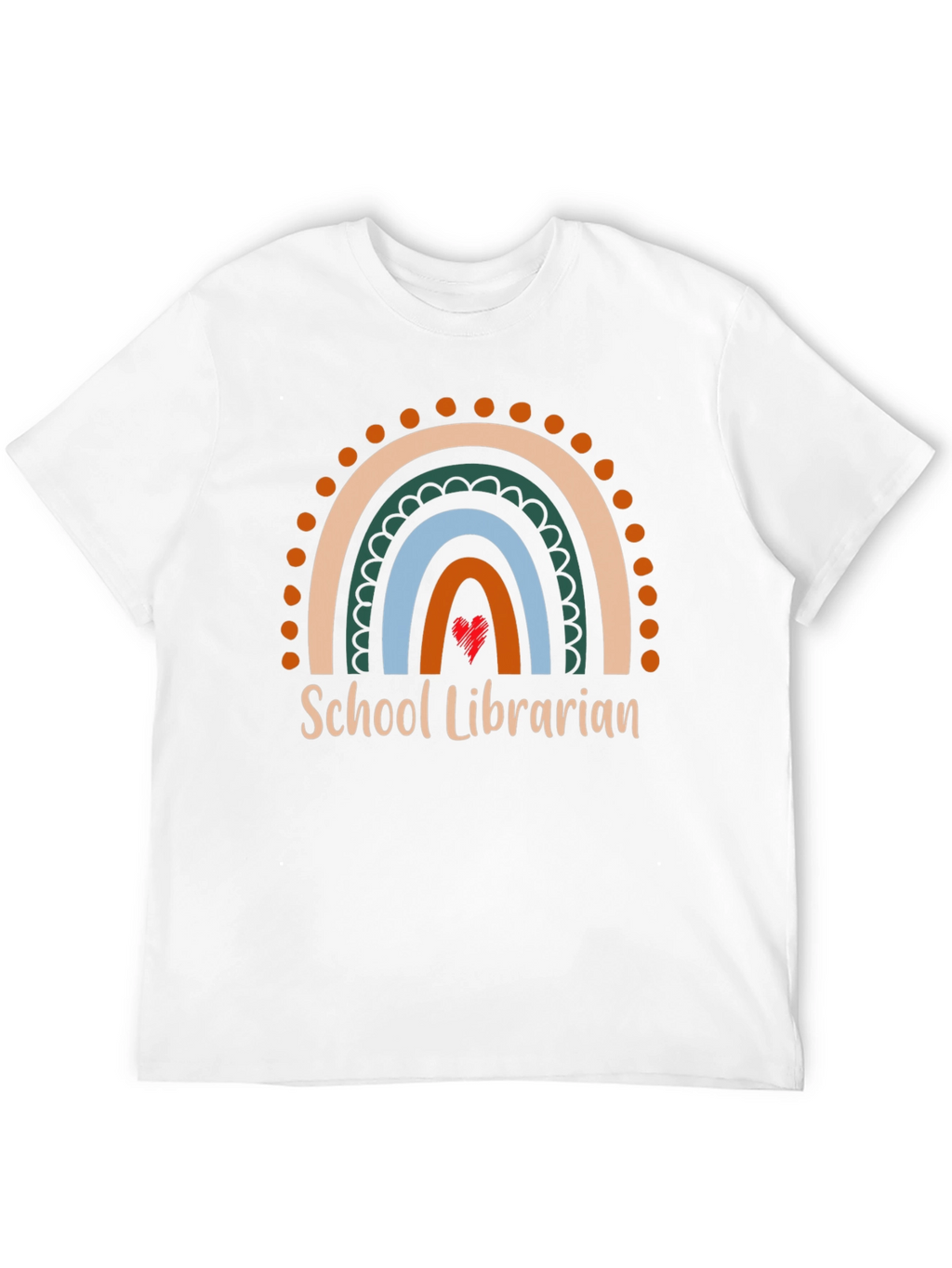 School Librarian Rainbow Heart T-Shirt