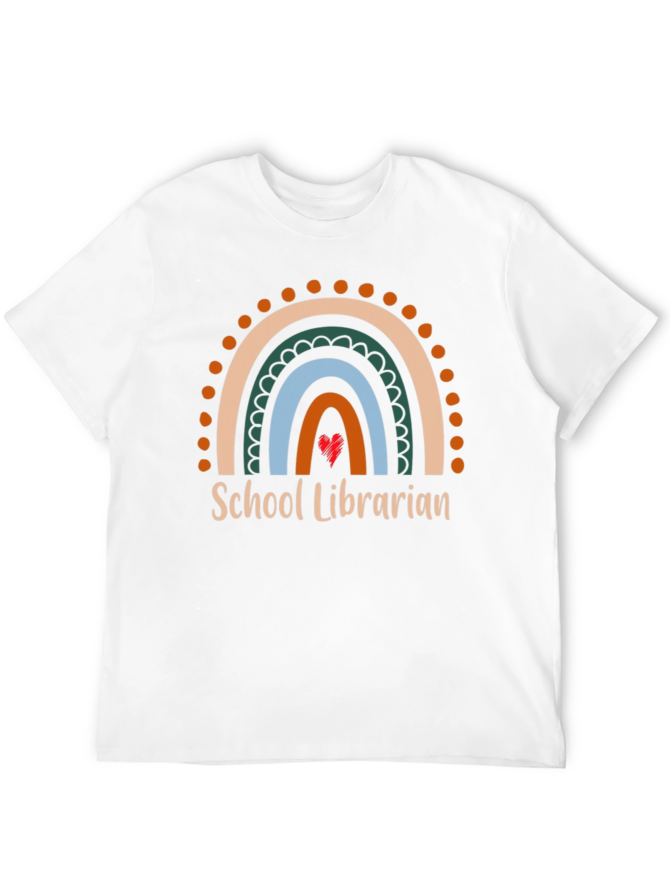 School Librarian Rainbow Heart T-Shirt