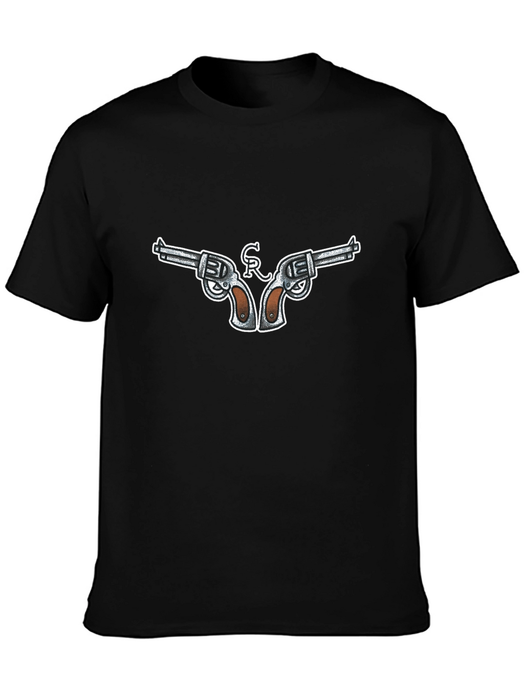 Cool Gun Design Black T-Shirt