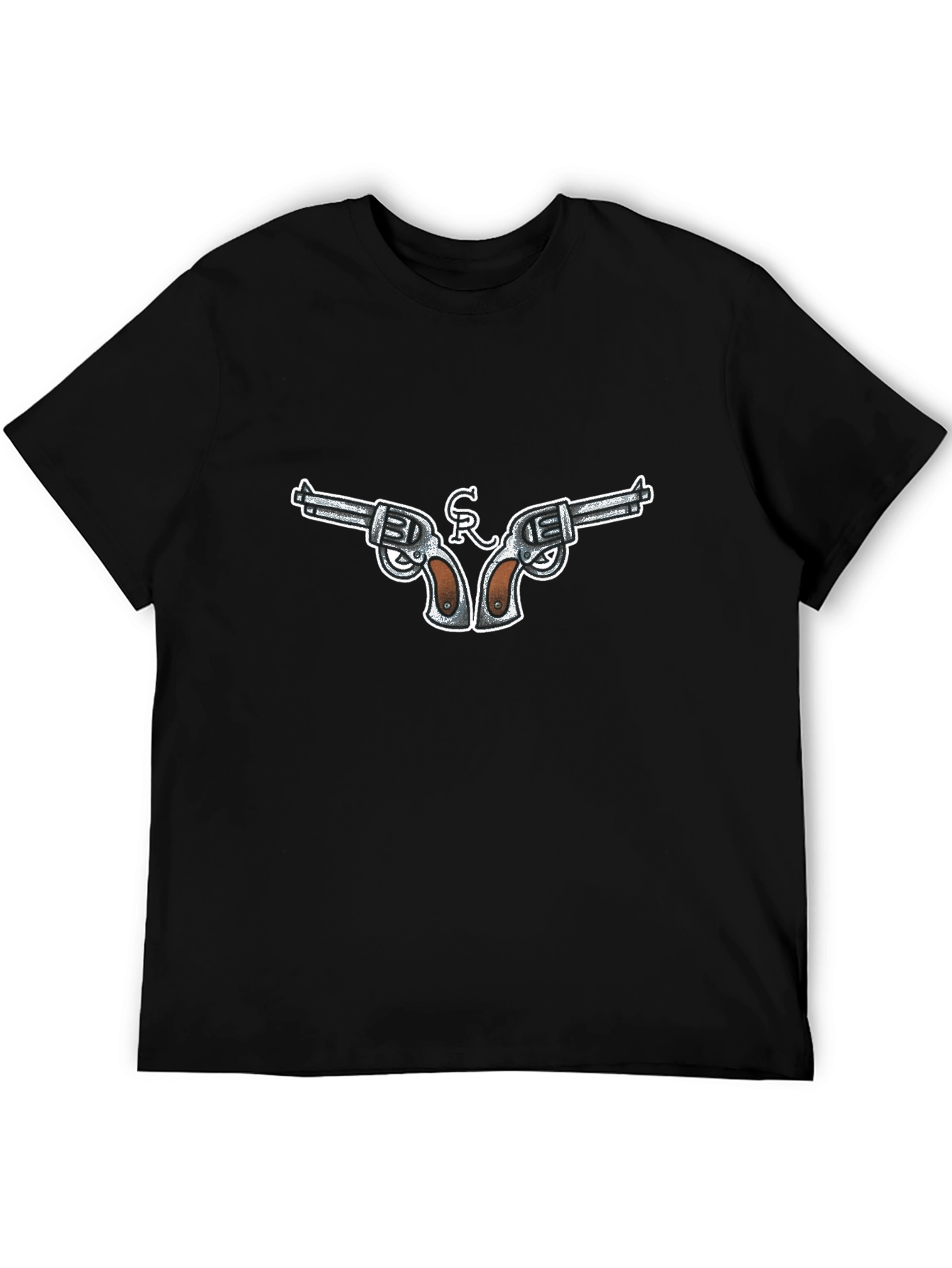 Cool Gun Design Black T-Shirt