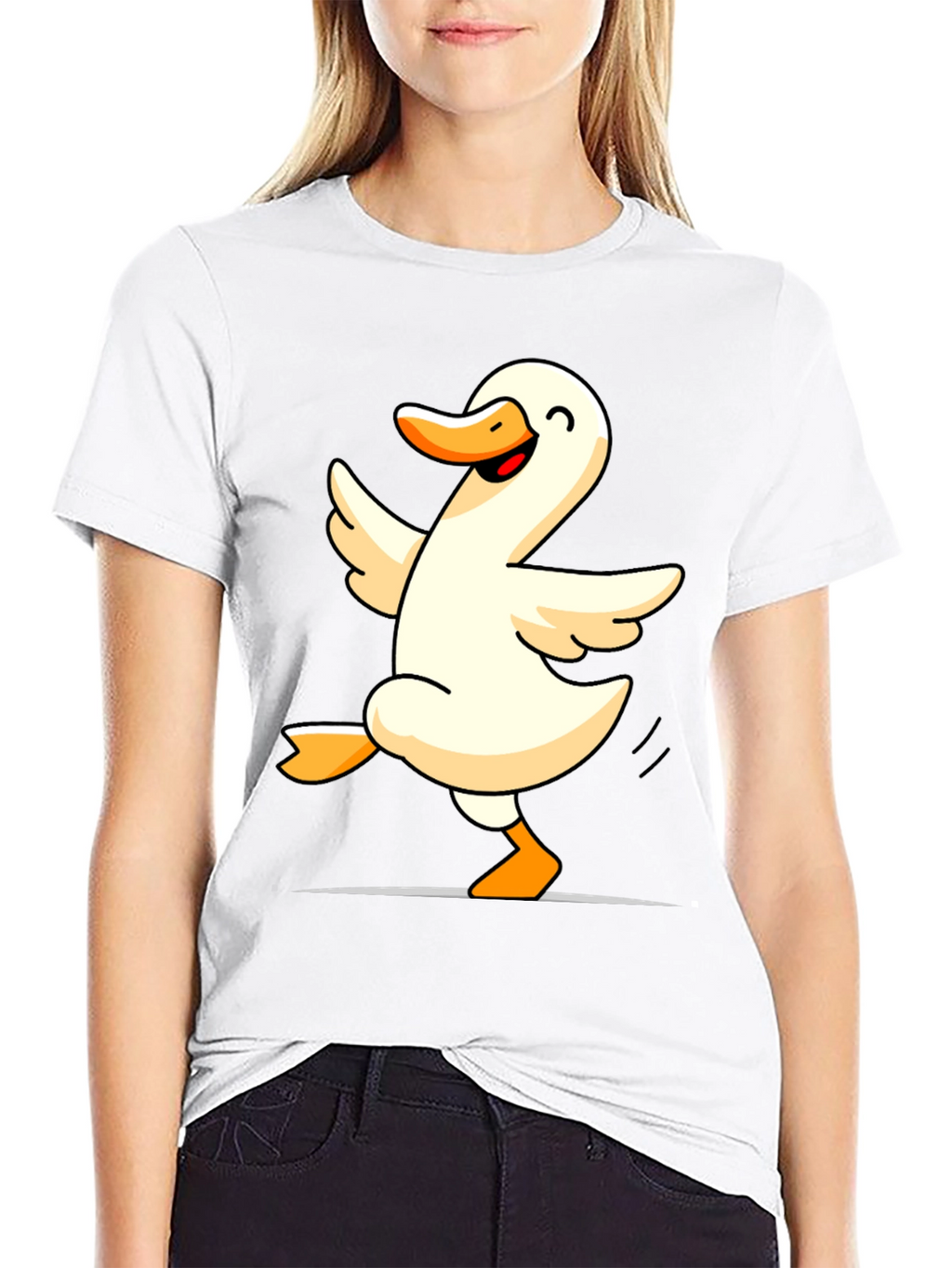 Dancing Duck Graphic Tee - Black Cotton Shirt