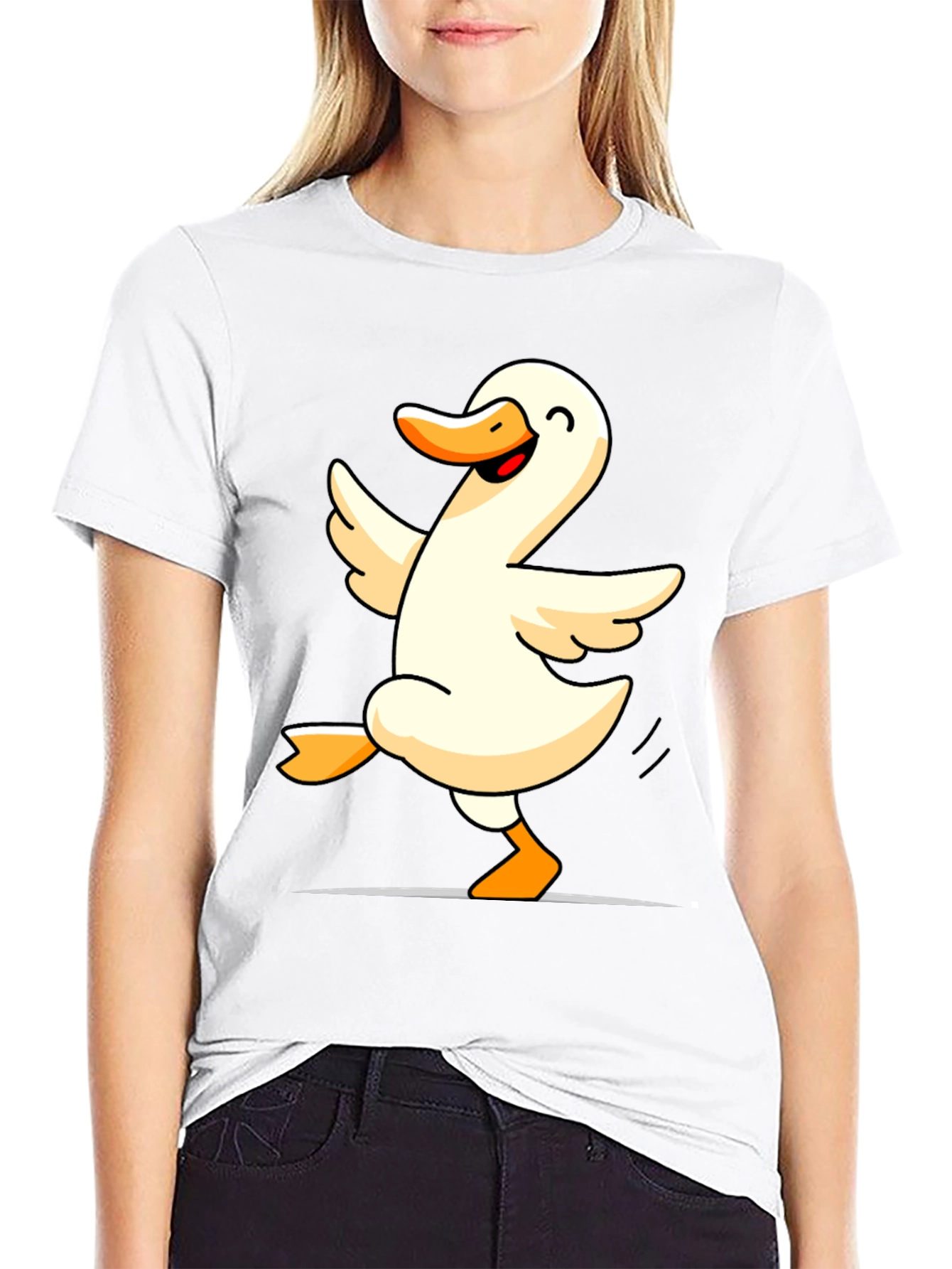 Dancing Duck Graphic Tee - Black Cotton Shirt