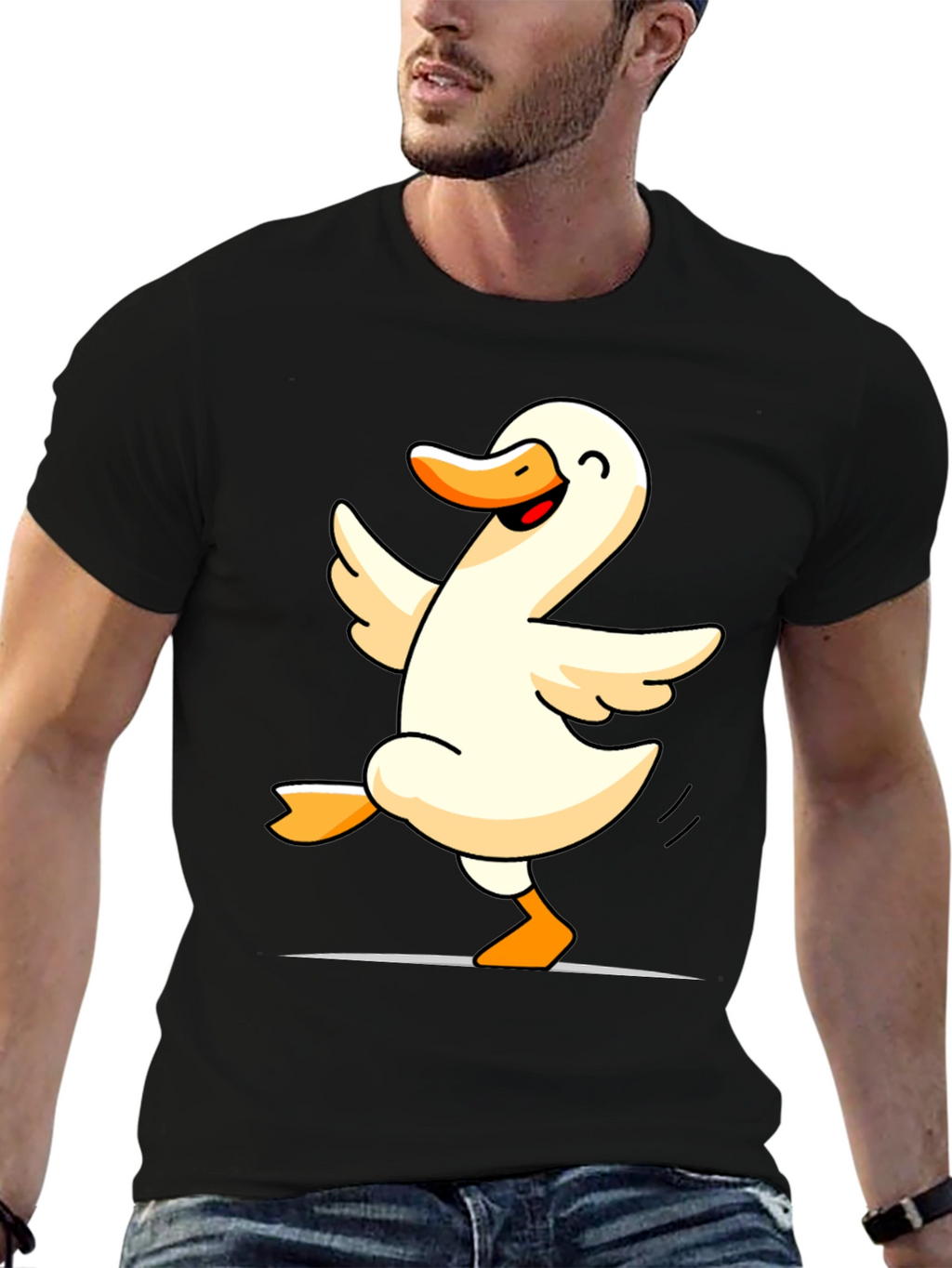 Dancing Duck Graphic Tee - Black Cotton Shirt