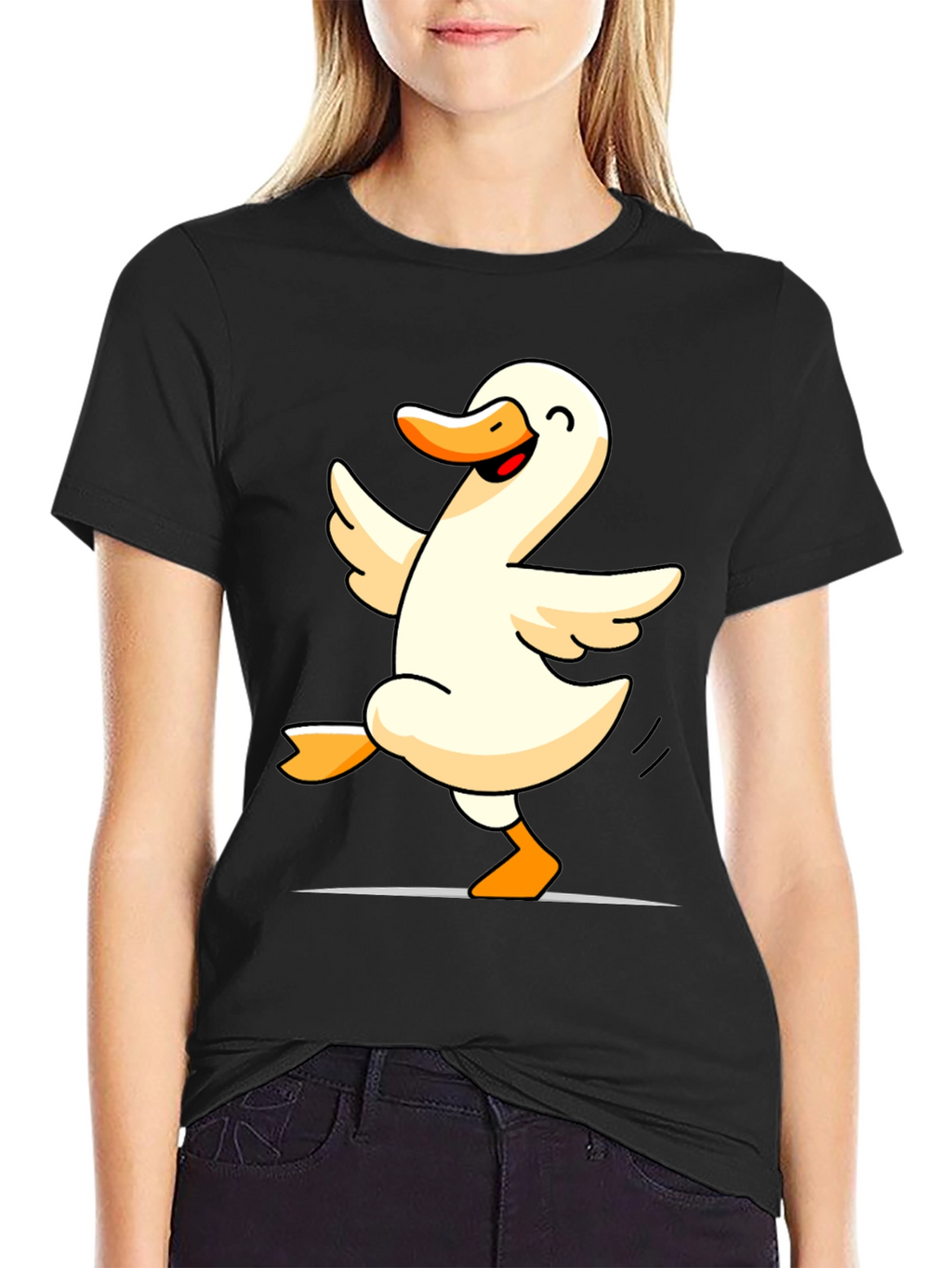 Dancing Duck Graphic Tee - Black Cotton Shirt