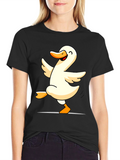 Dancing Duck Graphic Tee - Black Cotton Shirt