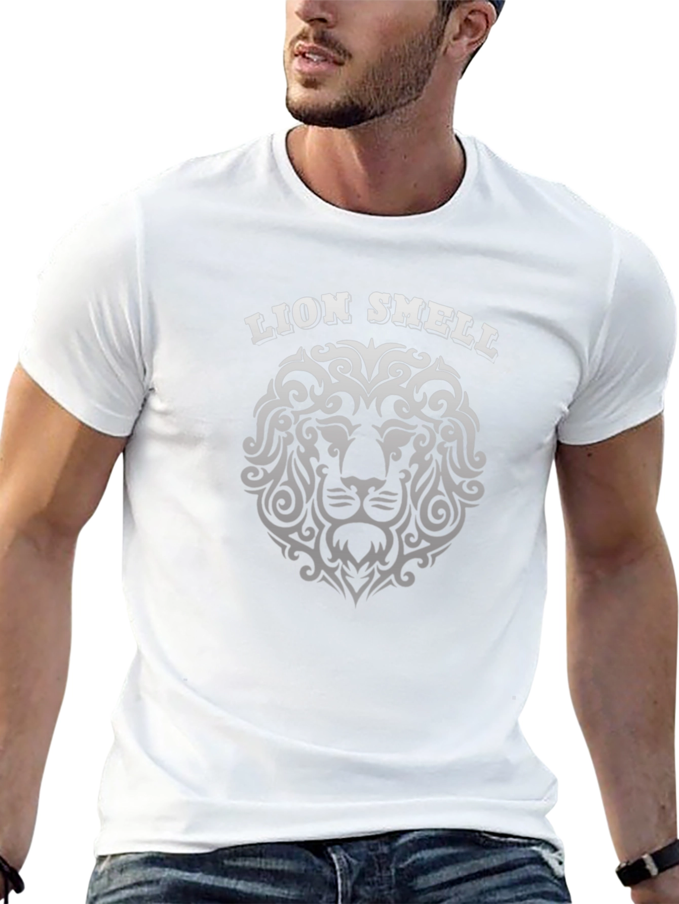 Lion Smell Graphic Tee - Black Cotton T-Shirt
