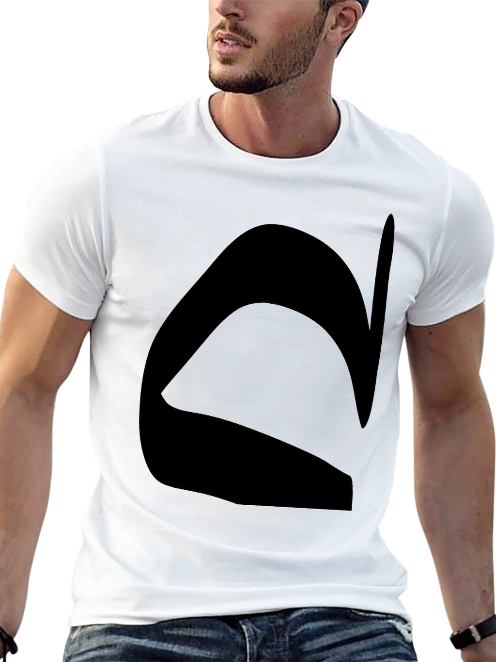 Mens Black Graphic Tee - Modern Abstract Design