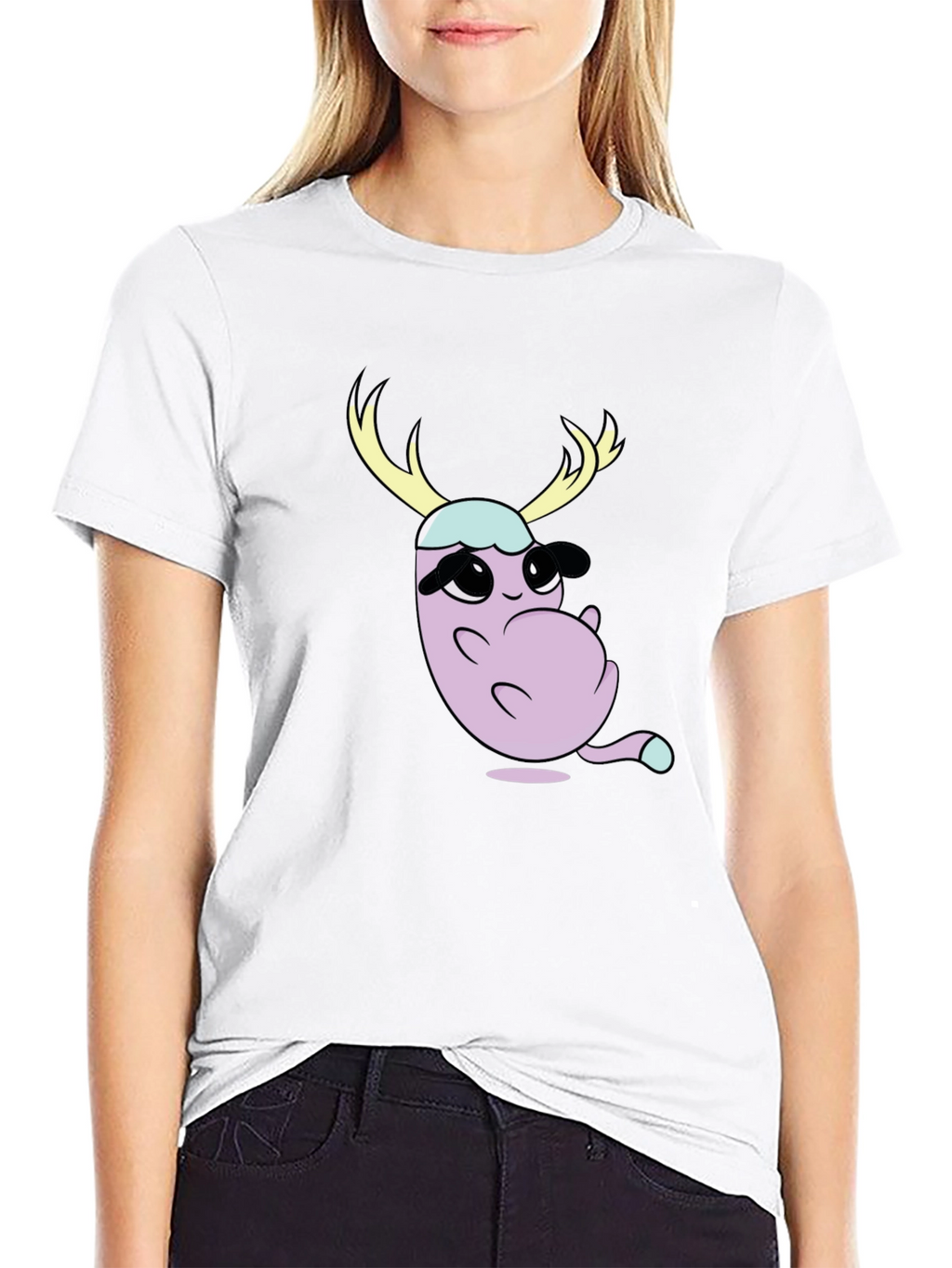 Cartoon Deer Character Graphic T-Shirt