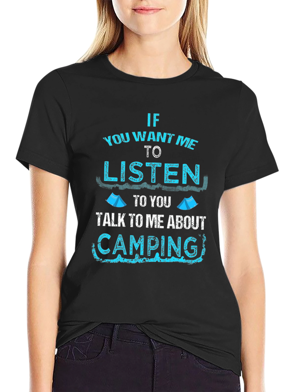 Camping Talk Mens Black Graphic Tee