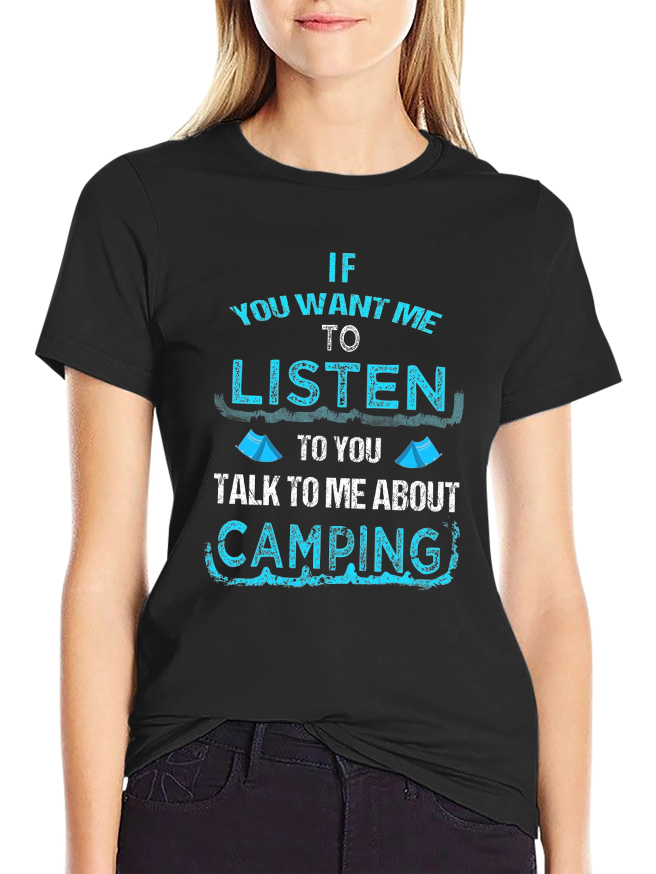 Camping Talk Mens Black Graphic Tee