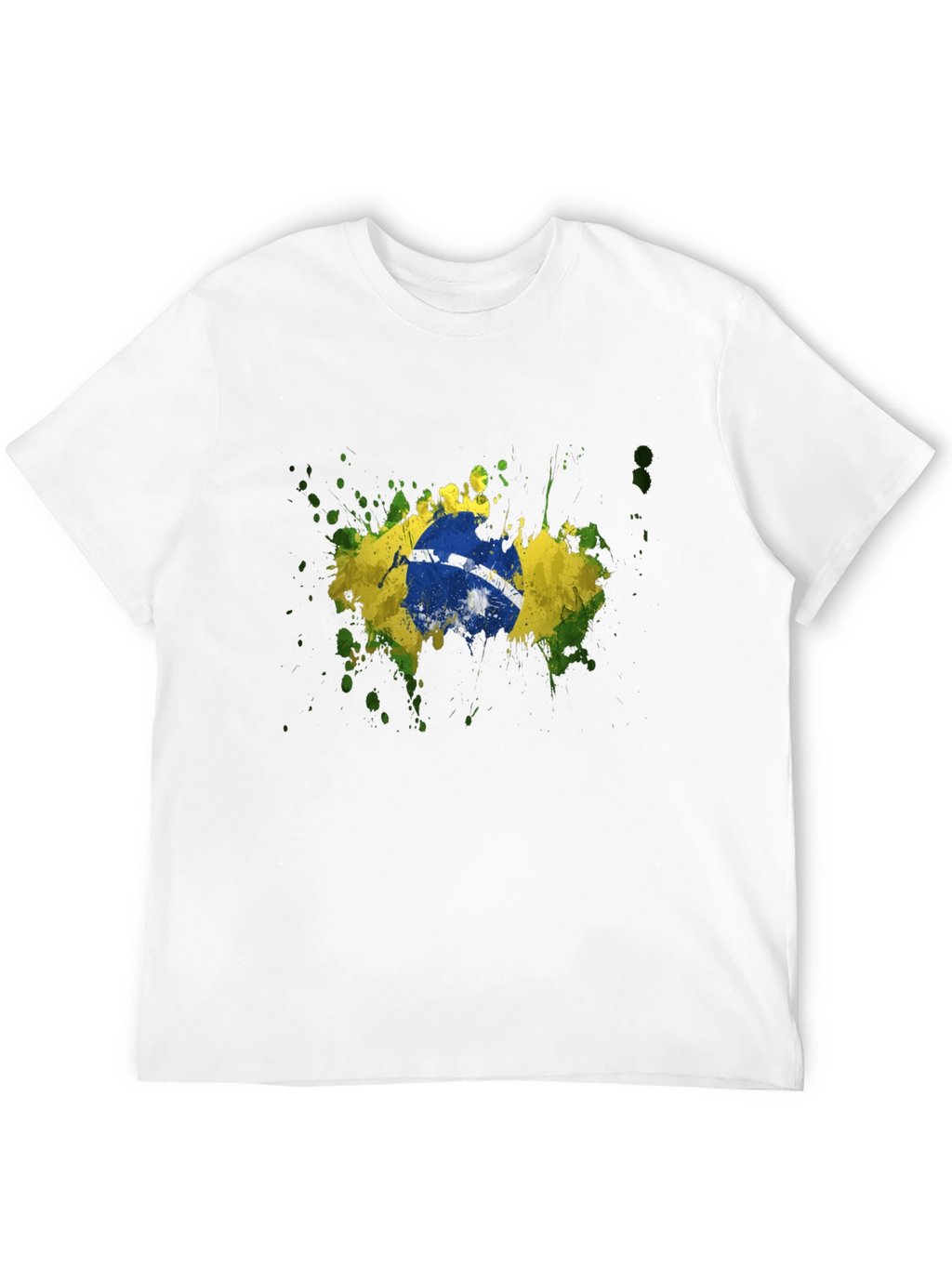 Brazil Flag Splatter Graphic T-Shirt