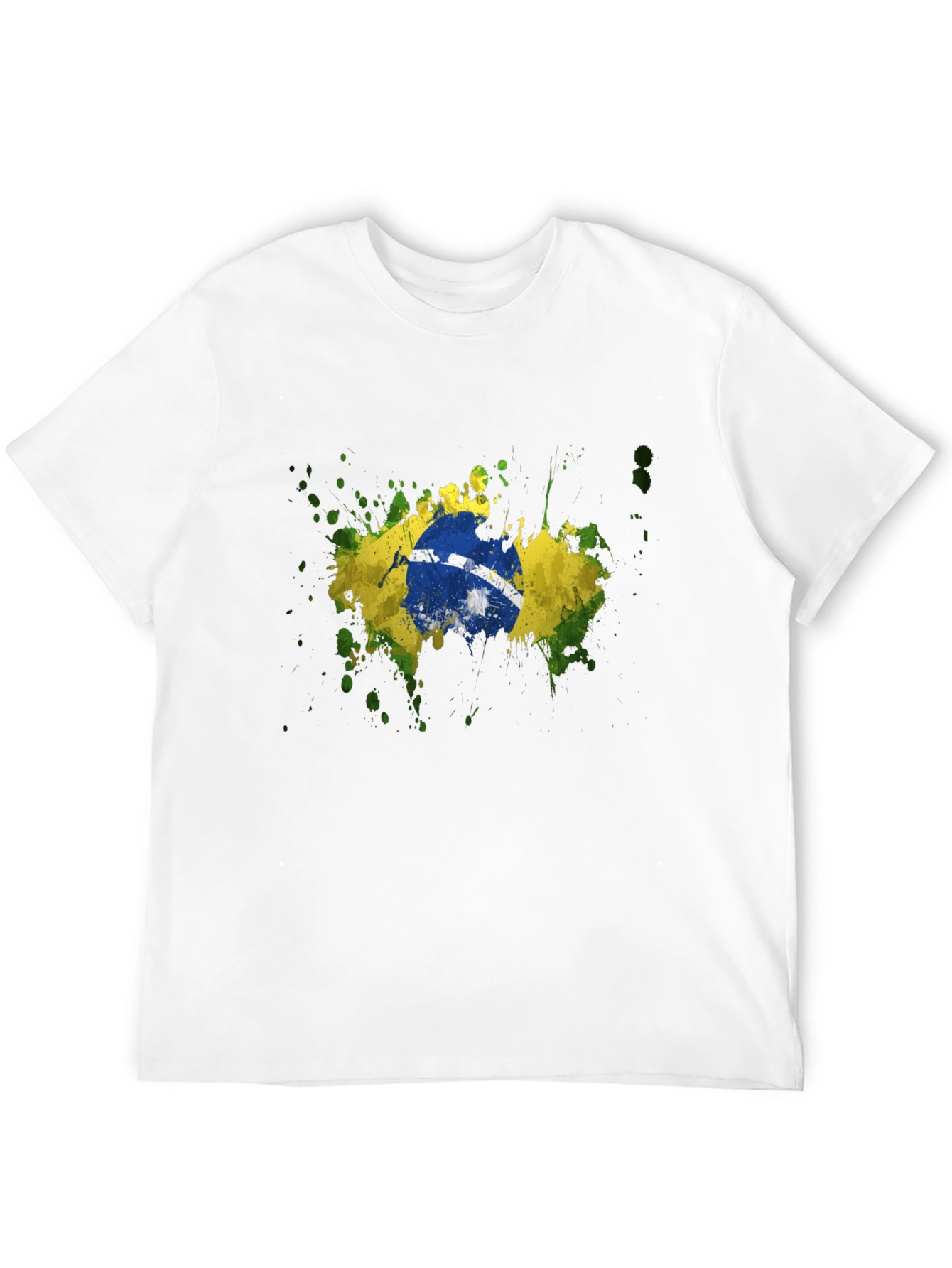 Brazil Flag Splatter Graphic T-Shirt