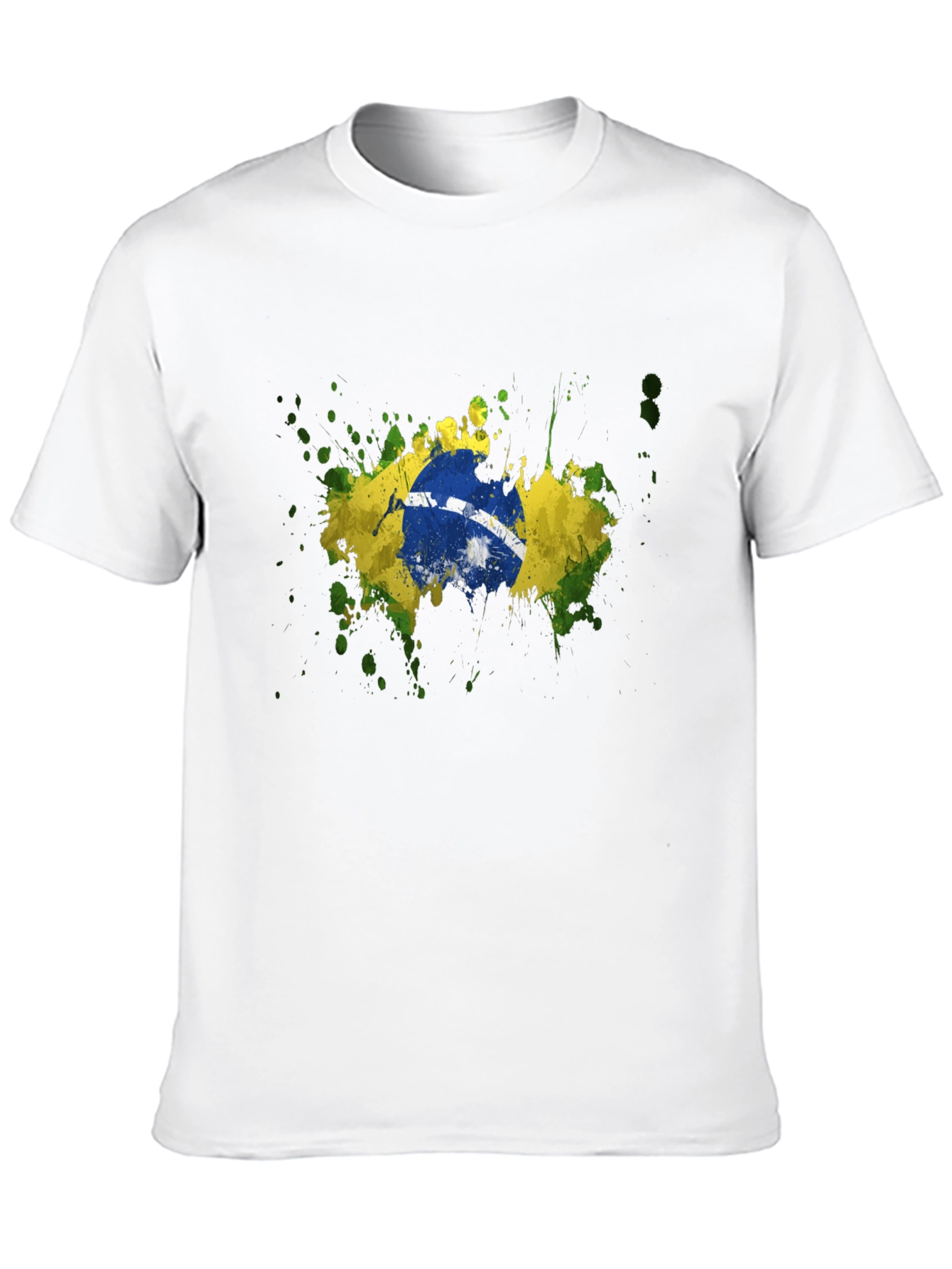 Brazil Flag Splatter Graphic T-Shirt
