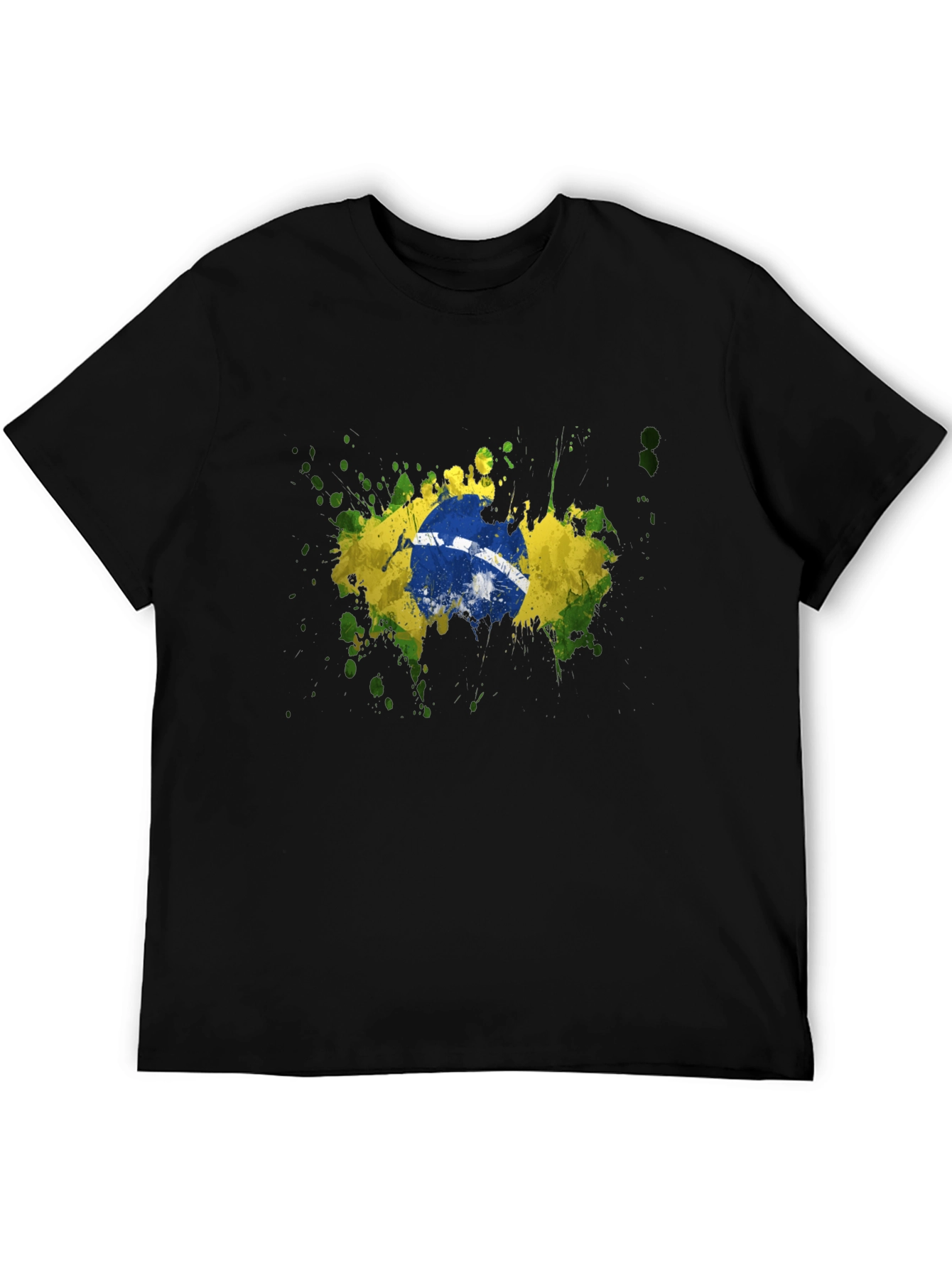 Brazil Flag Splatter Graphic T-Shirt
