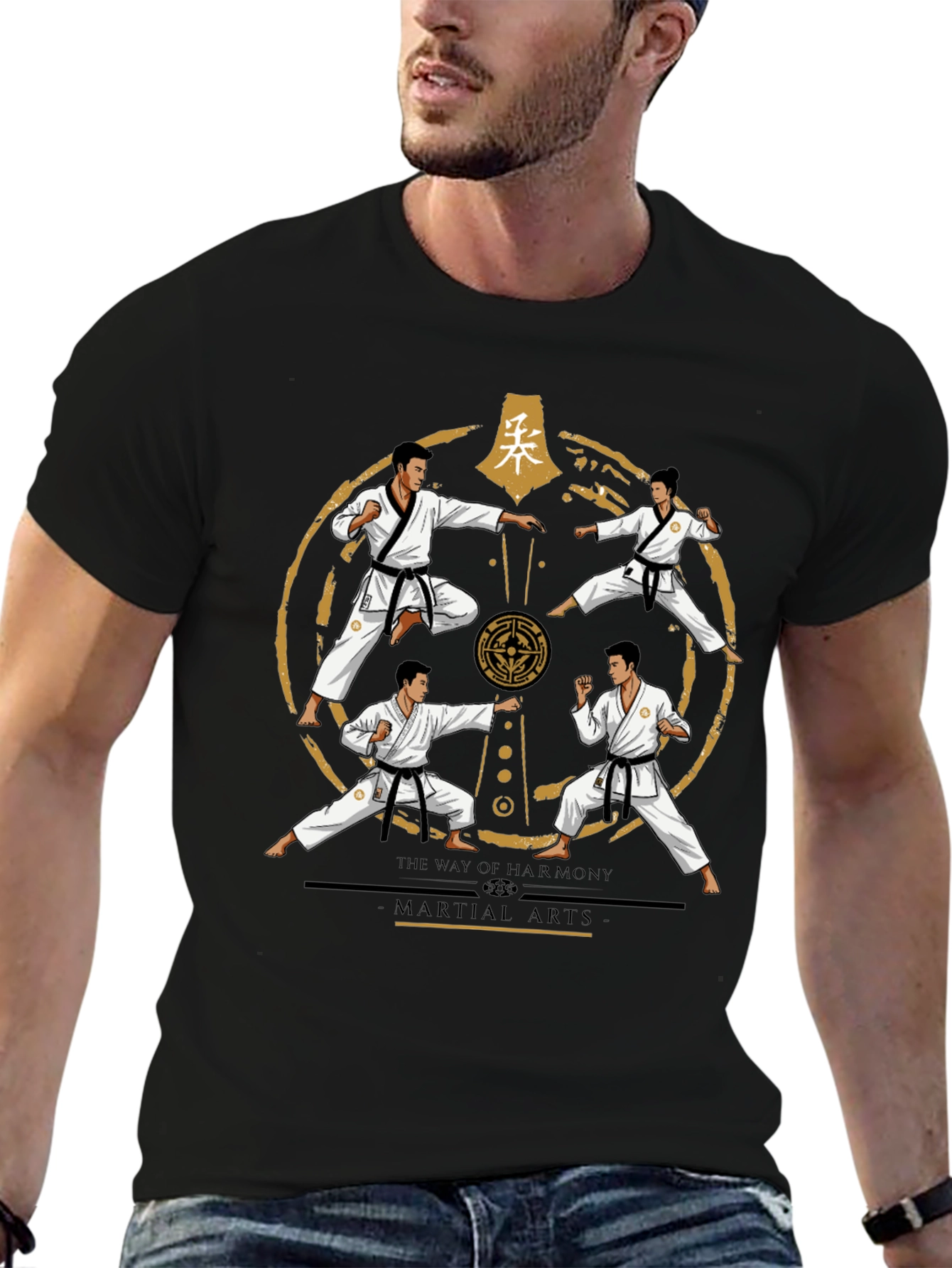 Martial Arts Harmony T-Shirt - Black Karate Tee