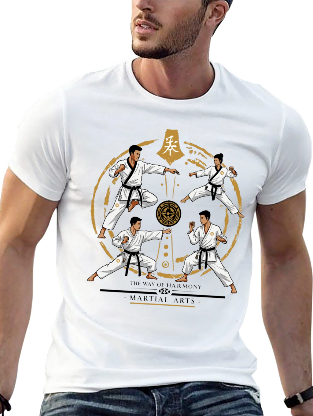 Martial Arts Harmony T-Shirt - Black Karate Tee